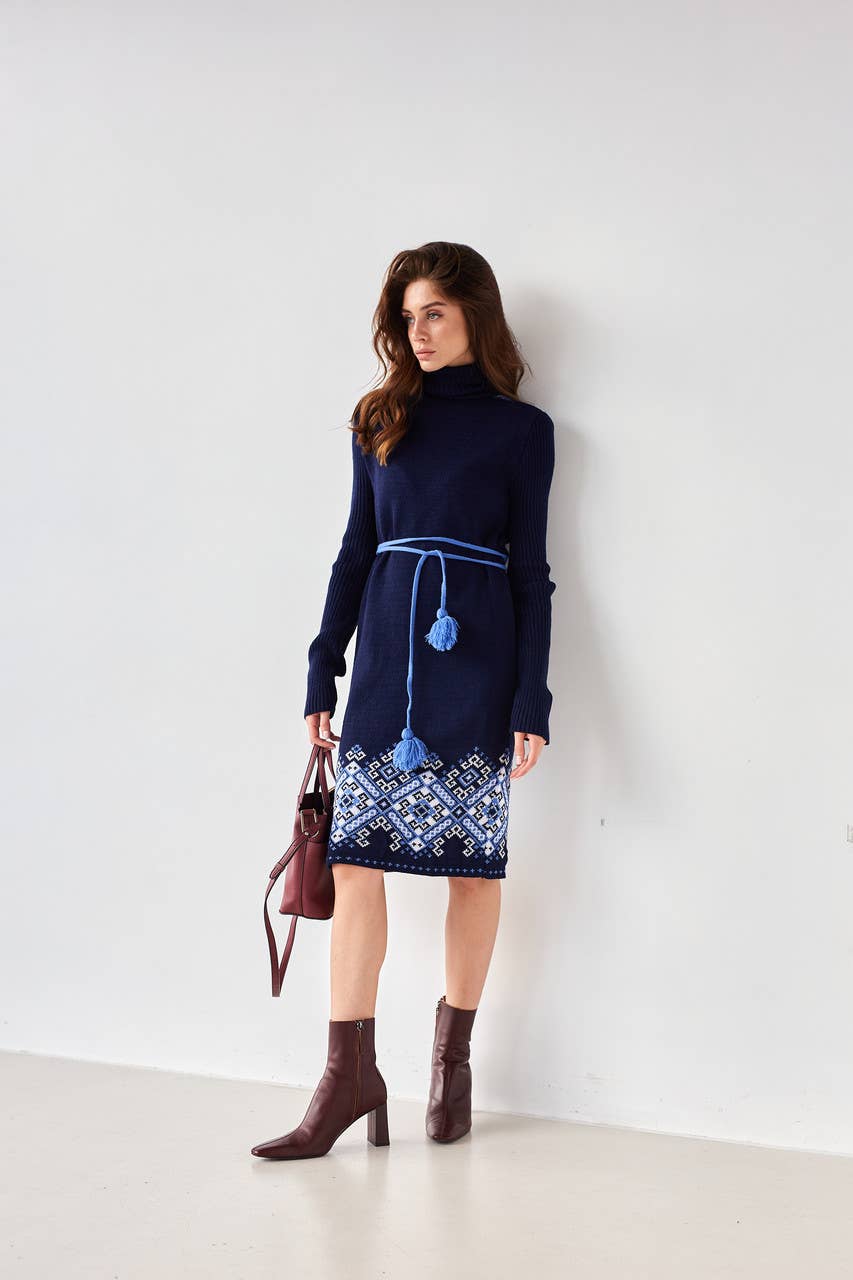 Knitted Warm Dress Ivanka Blue