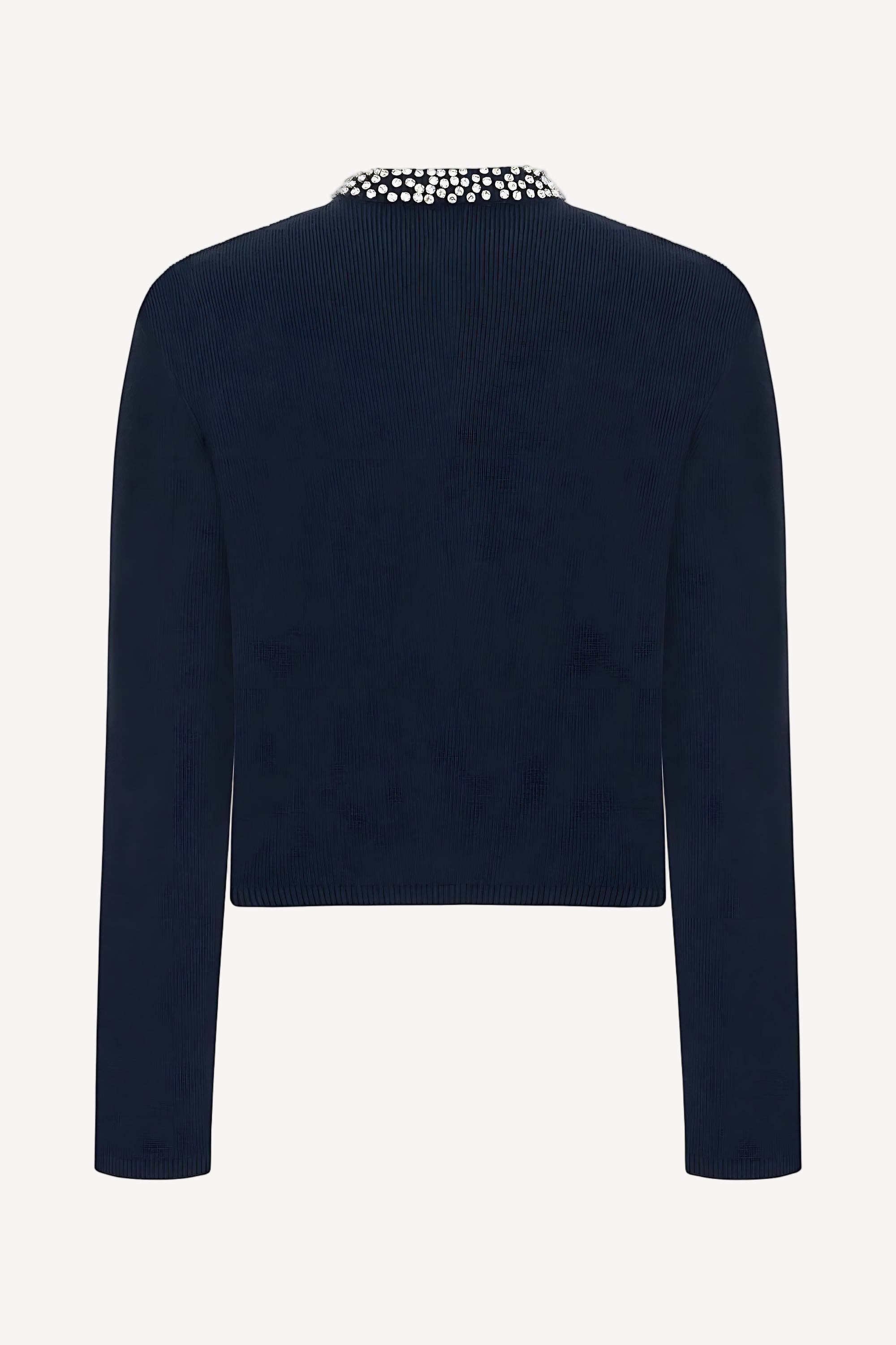 Shiny Stone Collar Knit Cardigan