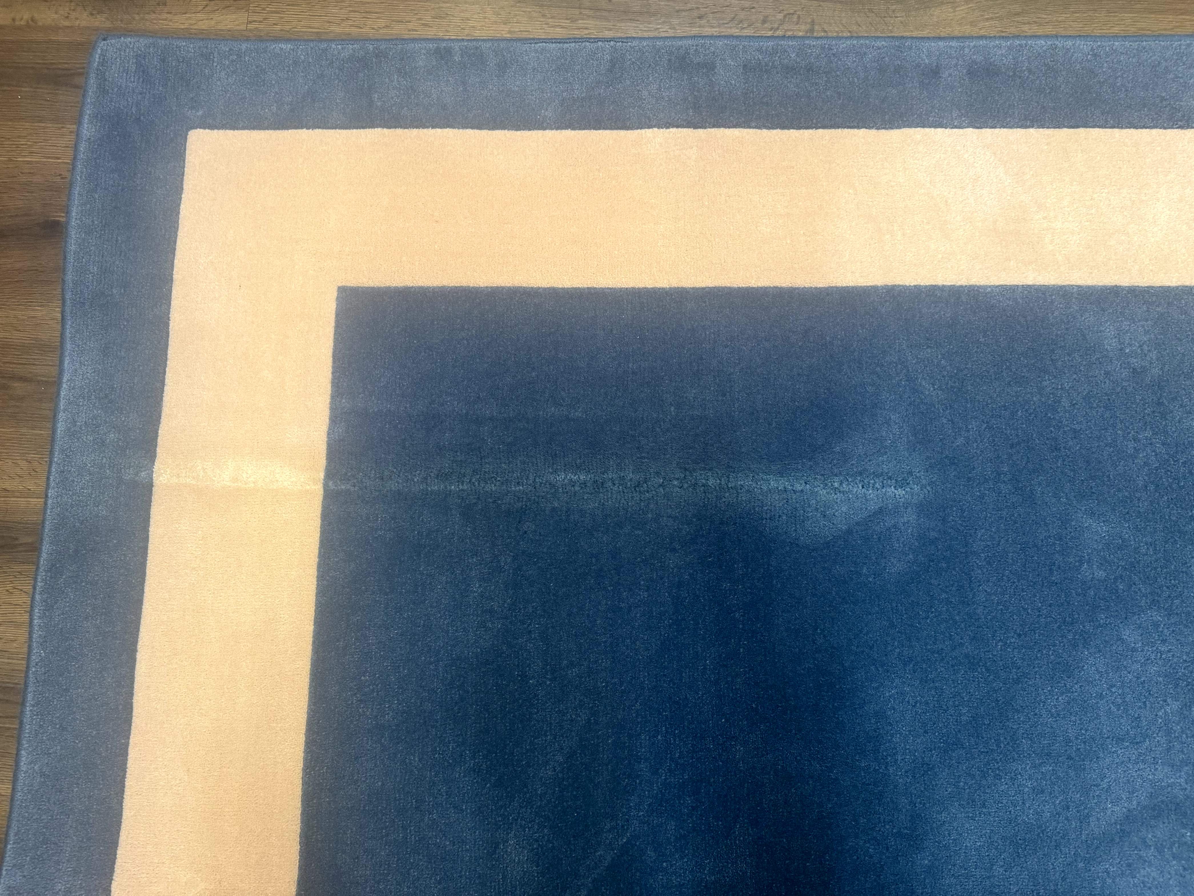 Blue and Cream Square Rug | 10x10 ft, Large Square Carpet