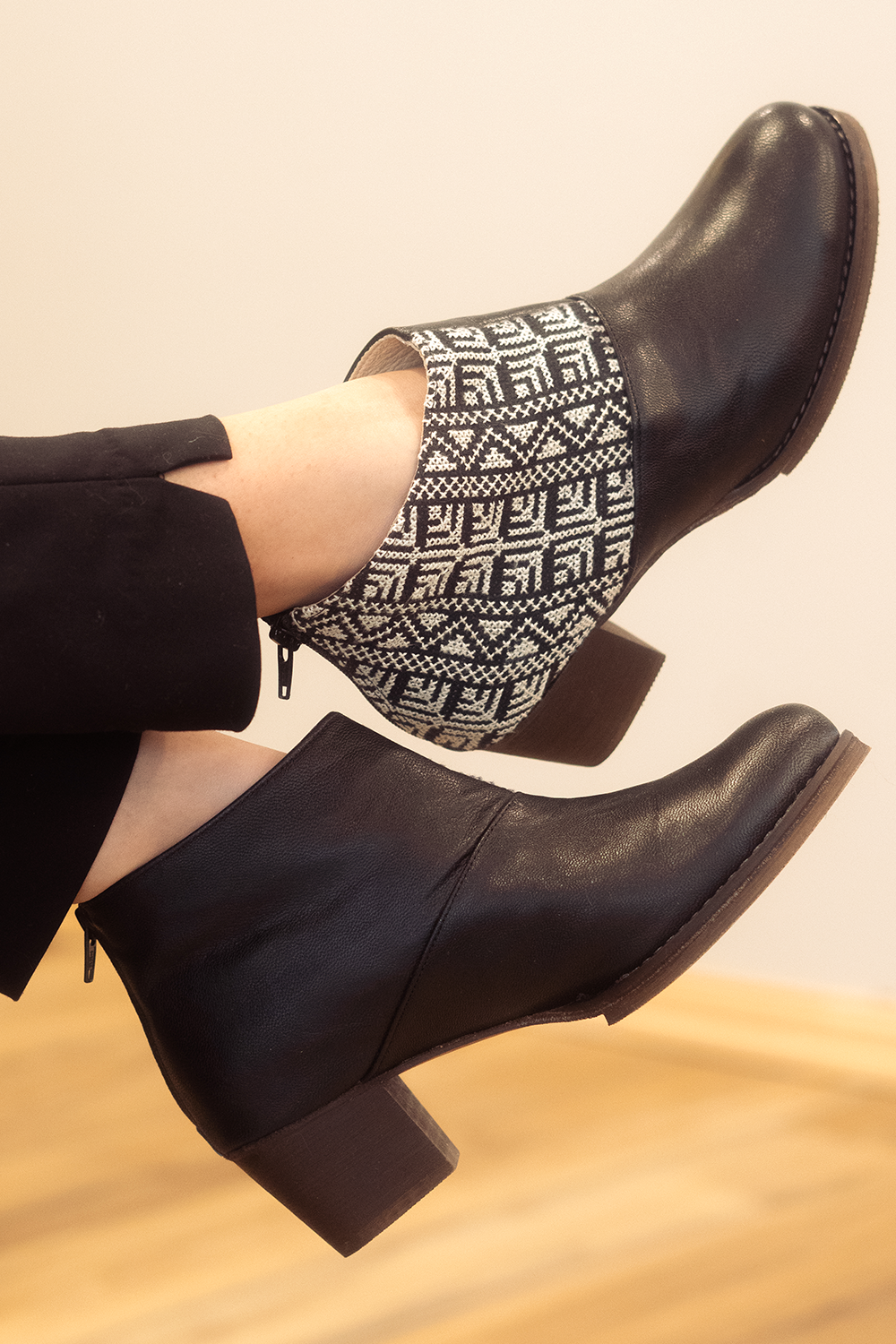 Tatreez Ankle Boot Black