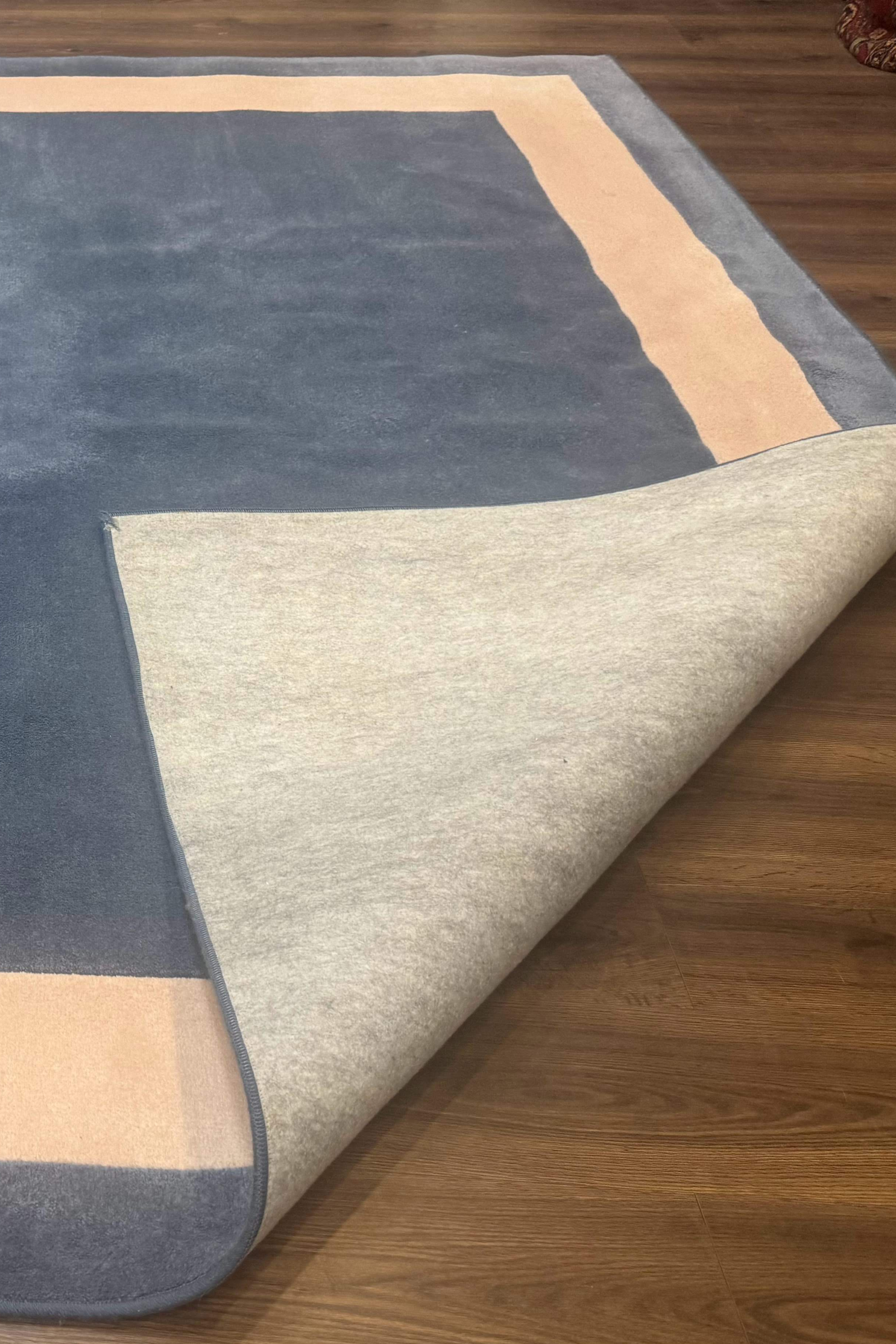 Blue and Cream Square Rug | 10x10 ft, Large Square Carpet