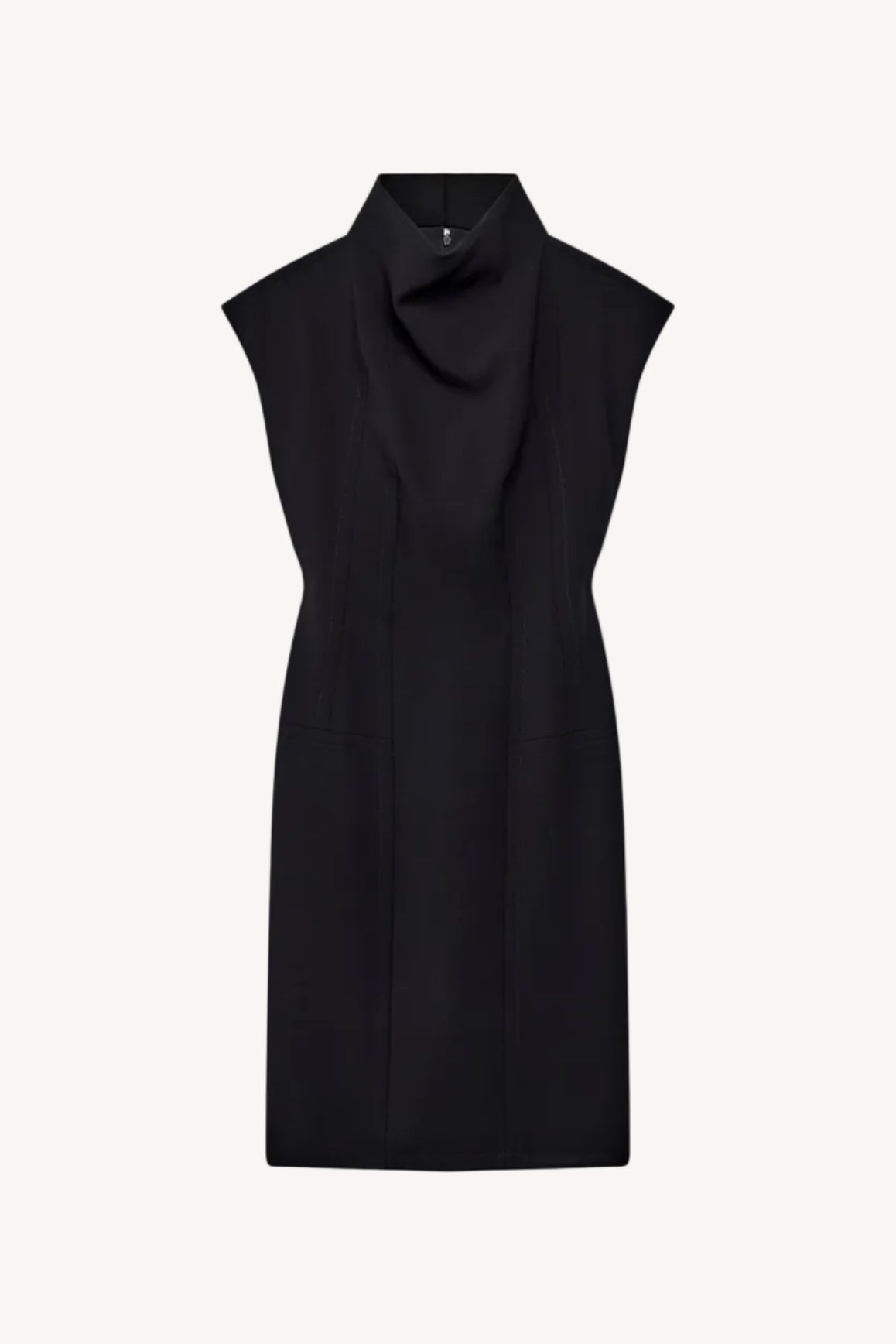 Black sleeveless dress on a white background