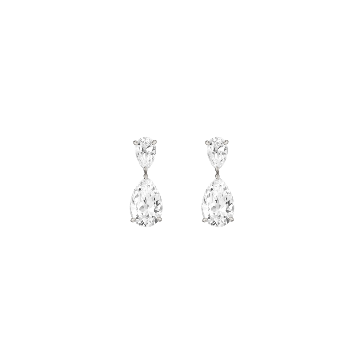 Lab Grown White Sapphire Pear Drop Earrings