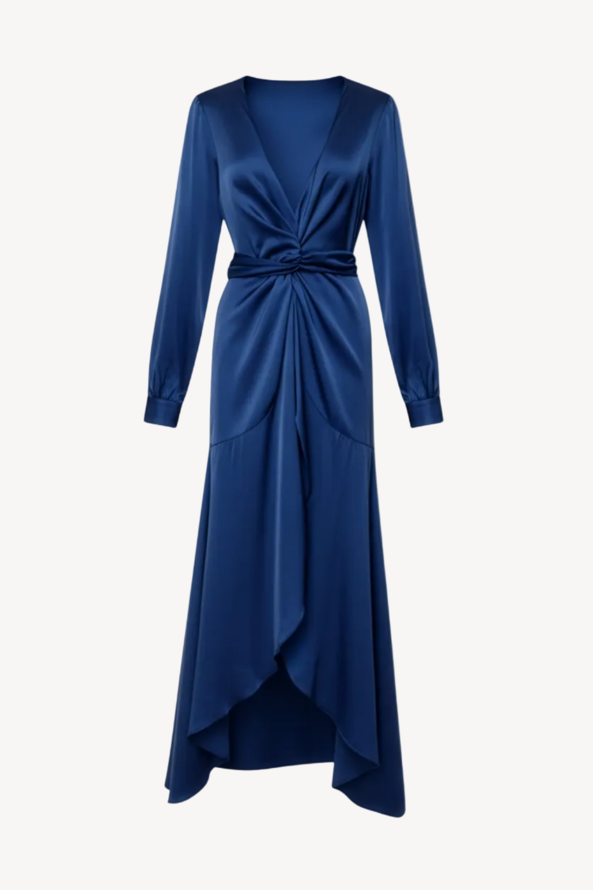 Blue dress with long sleeves on a white background