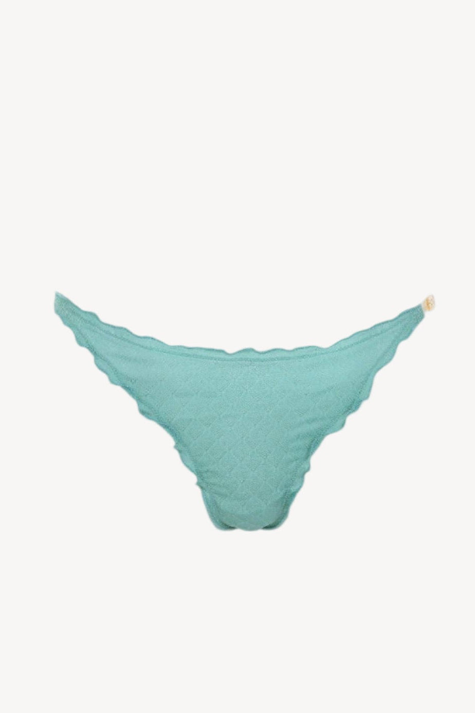 Turquoise bikini bottom on a white background