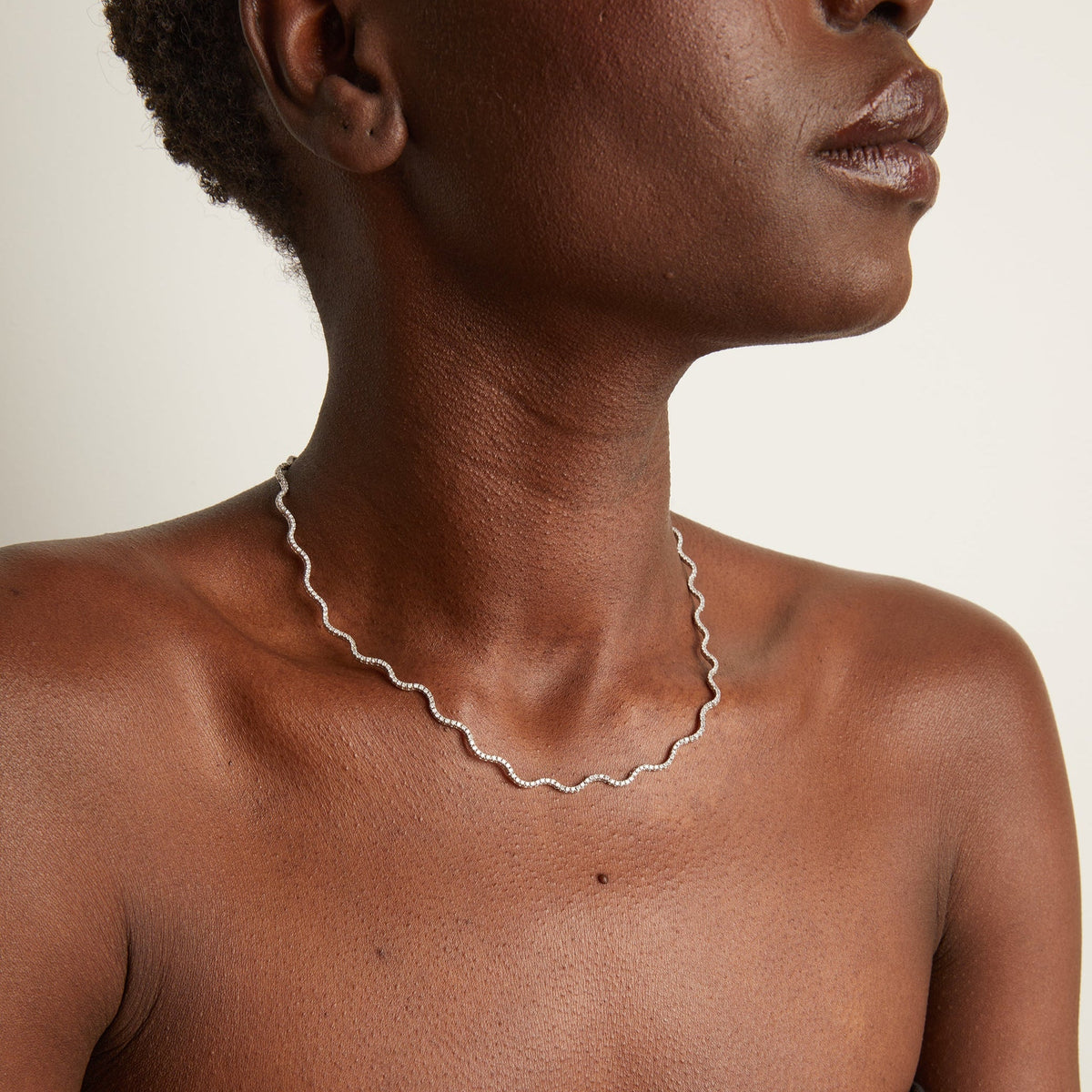 Lab Grown Diamond Wave Tennis Necklace