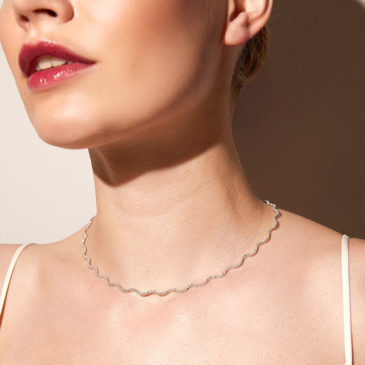 Lab Grown Diamond Wave Tennis Necklace
