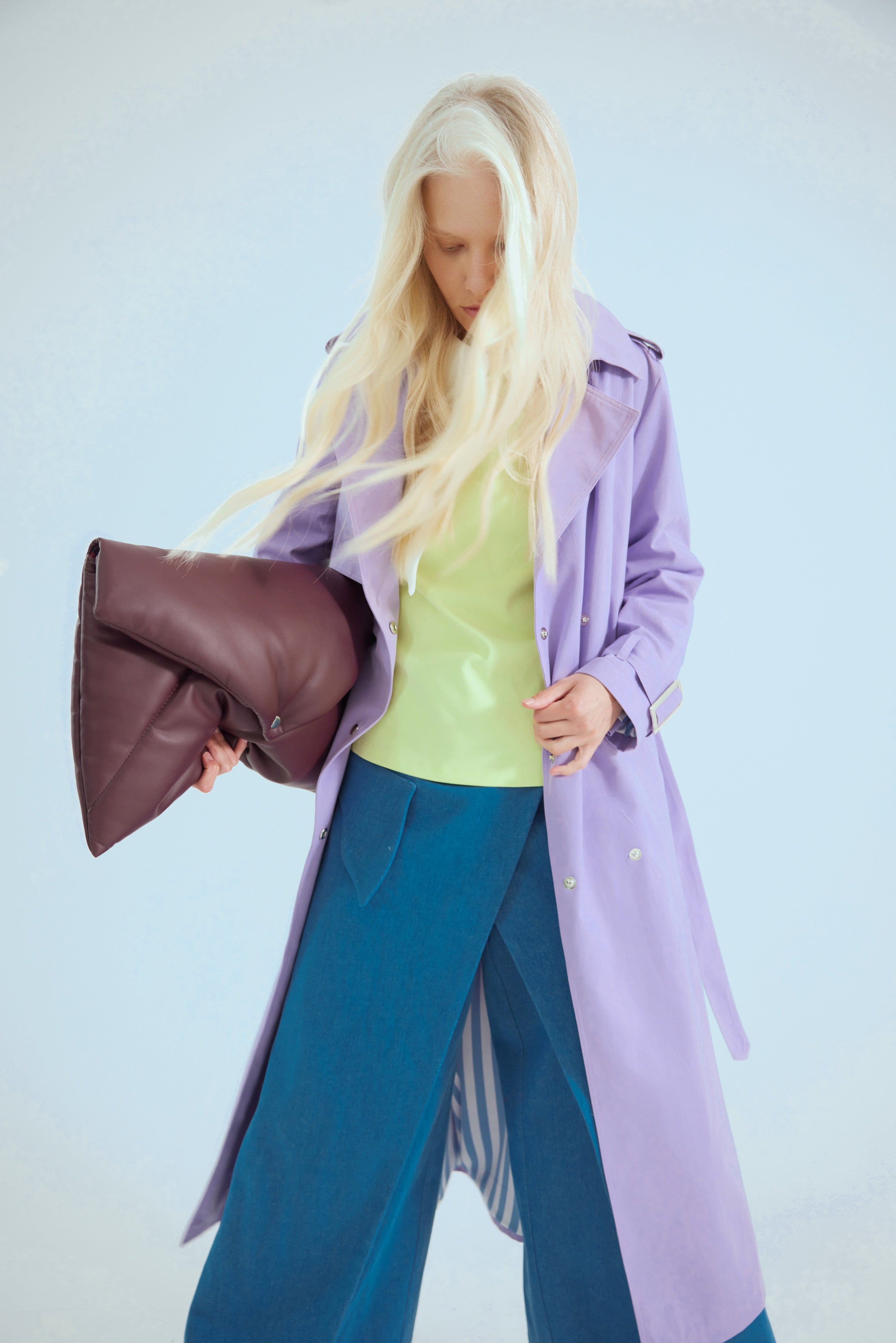 Belted Classic Longline Trench Coat | Lilac