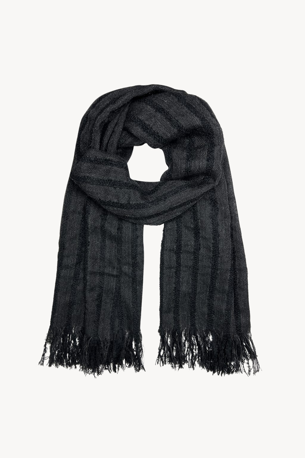 Black Loop Knit Alpaca Scarf