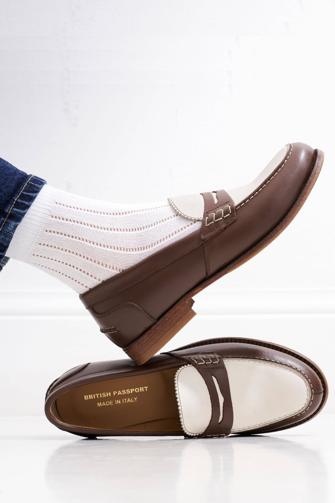 Brown & White Loafers