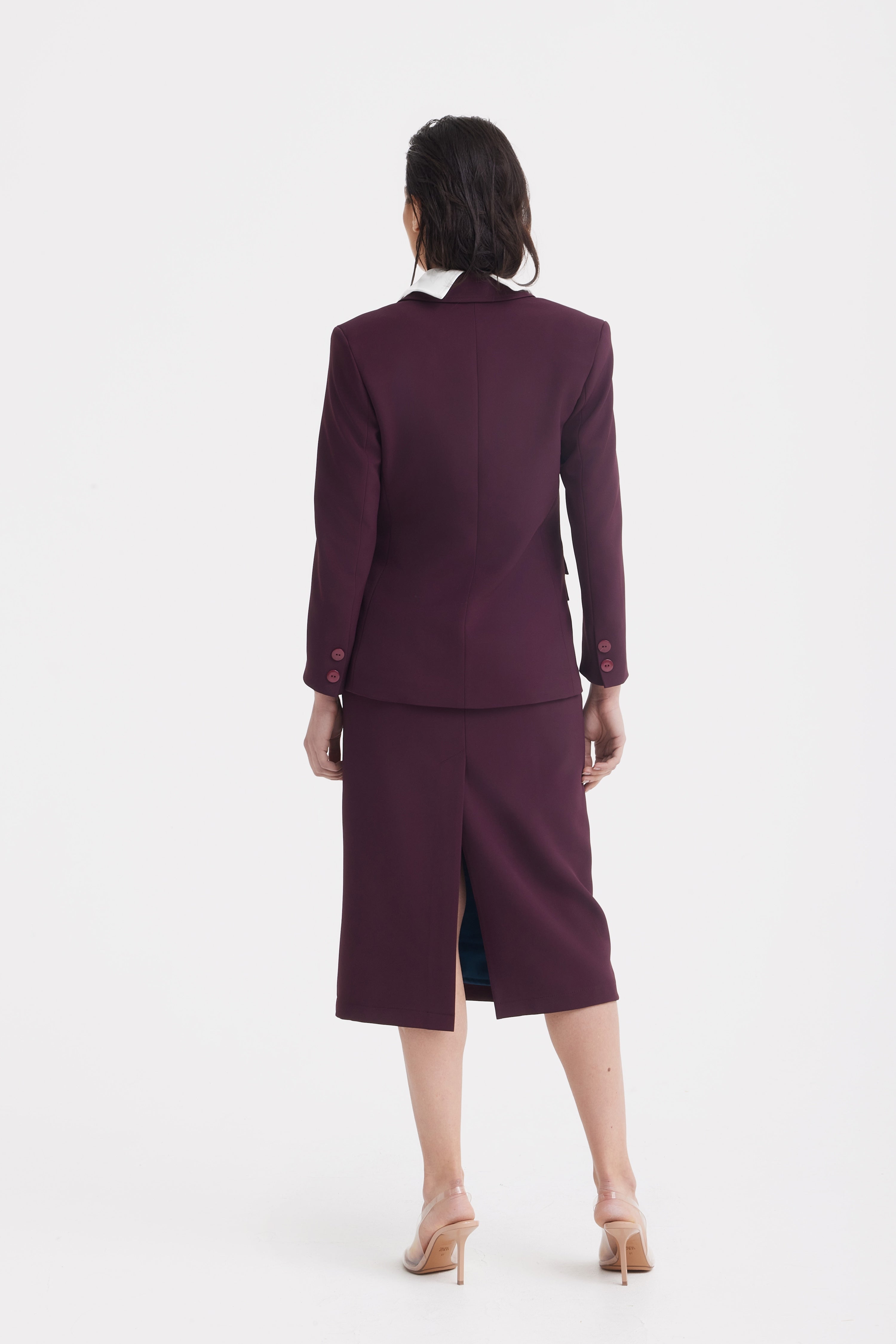 Classic Tailored Double-Breasted Blazer | Burgundy