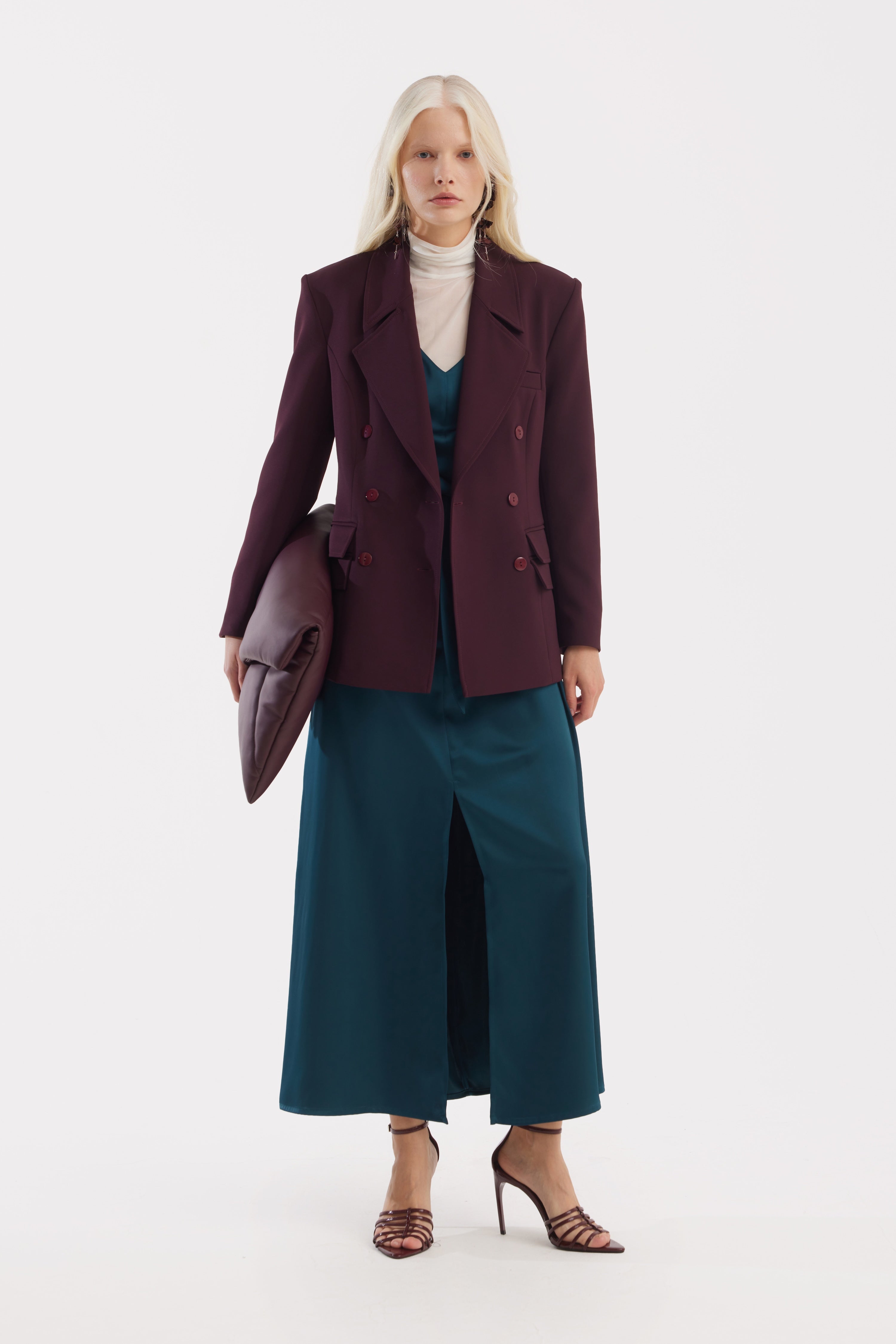 Classic Tailored Double-Breasted Blazer | Burgundy
