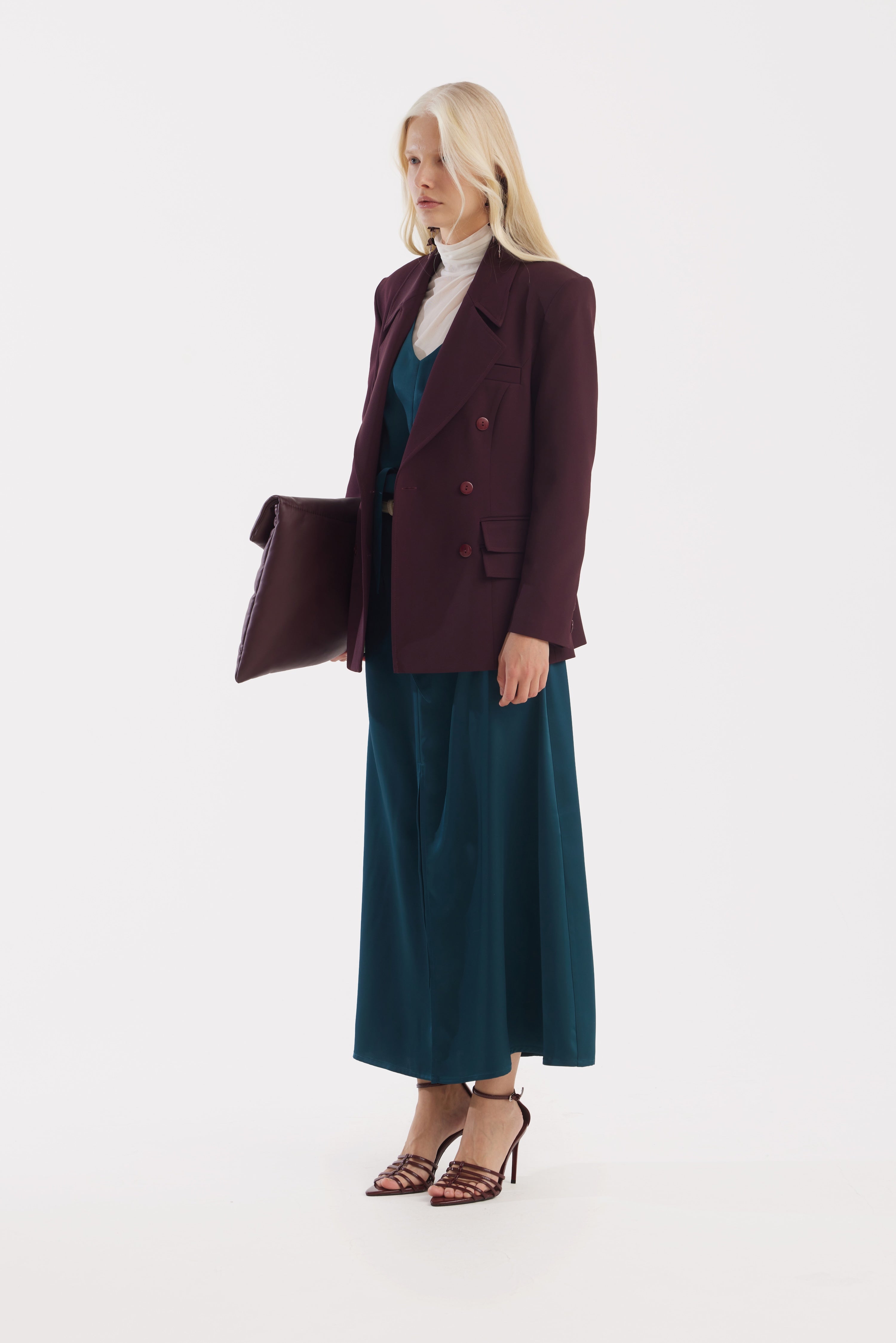 Classic Tailored Double-Breasted Blazer | Burgundy