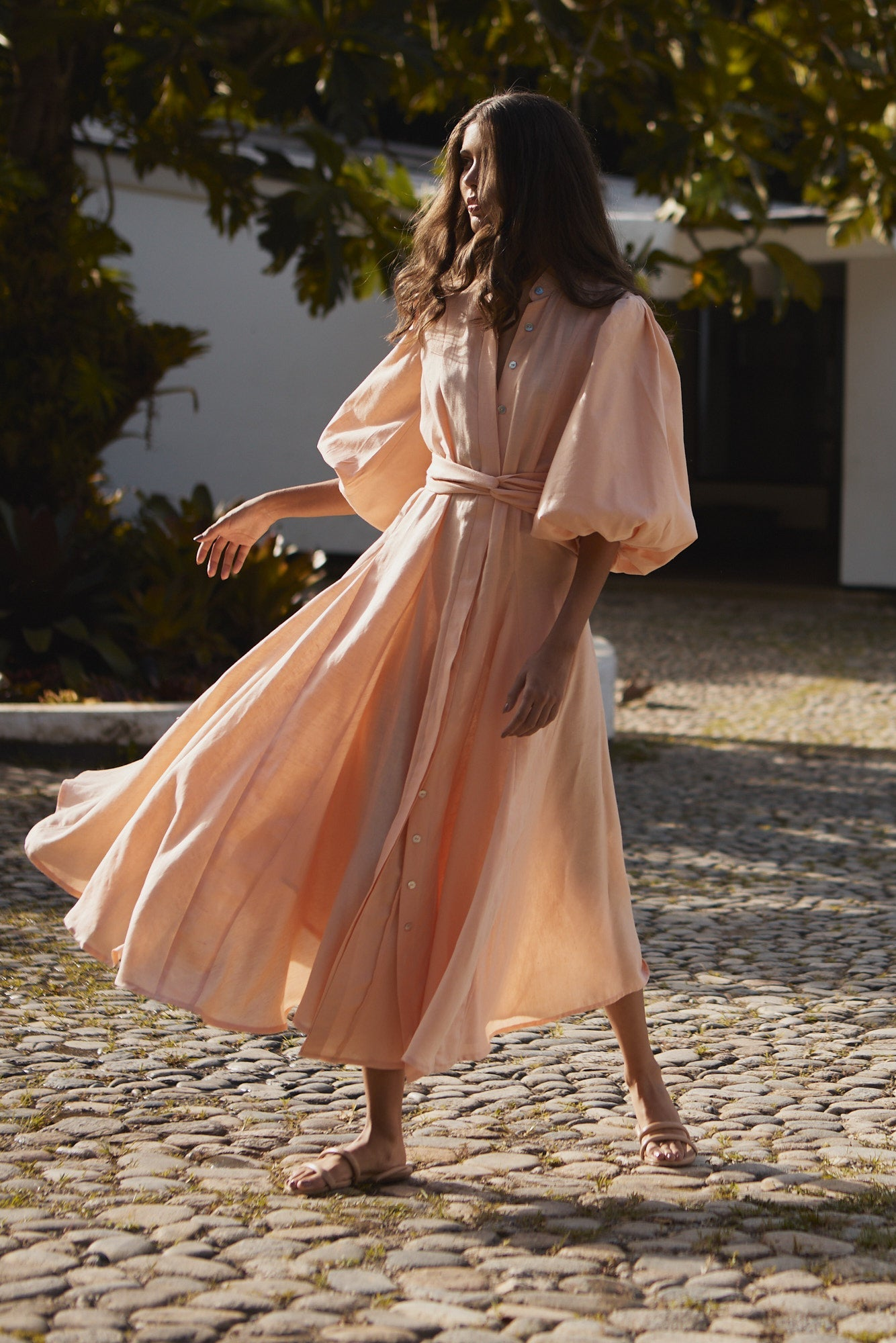 Bromelia Dress in Hot Peach