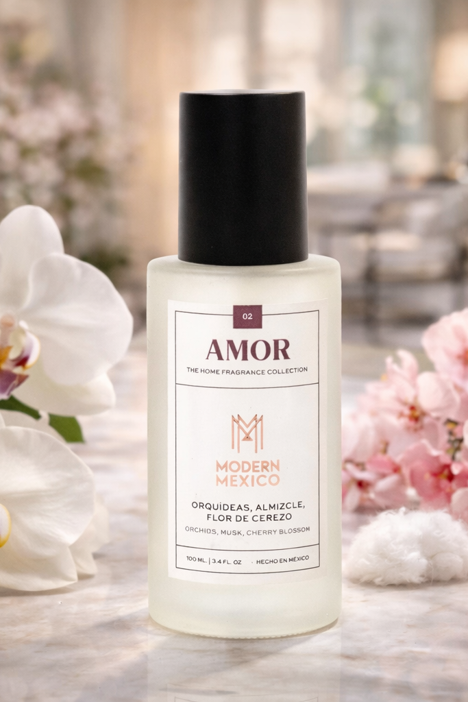 Amor modern mexico bottle with flowers in the background