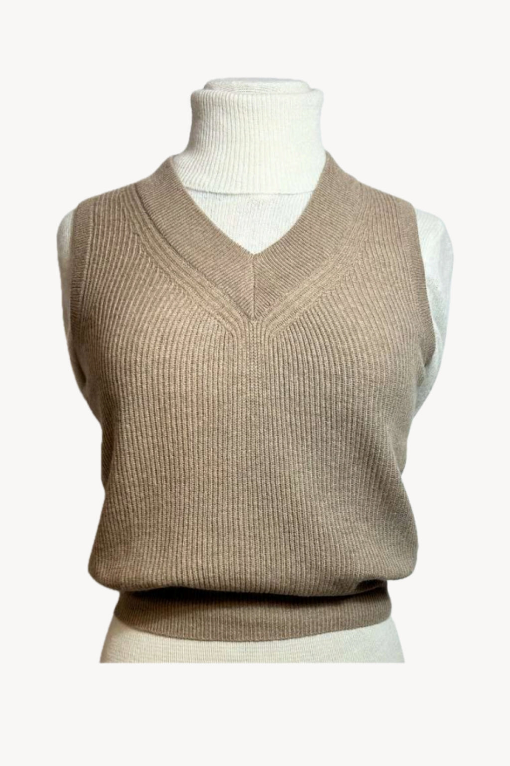 English Rib Cashmere V-Neck Vest