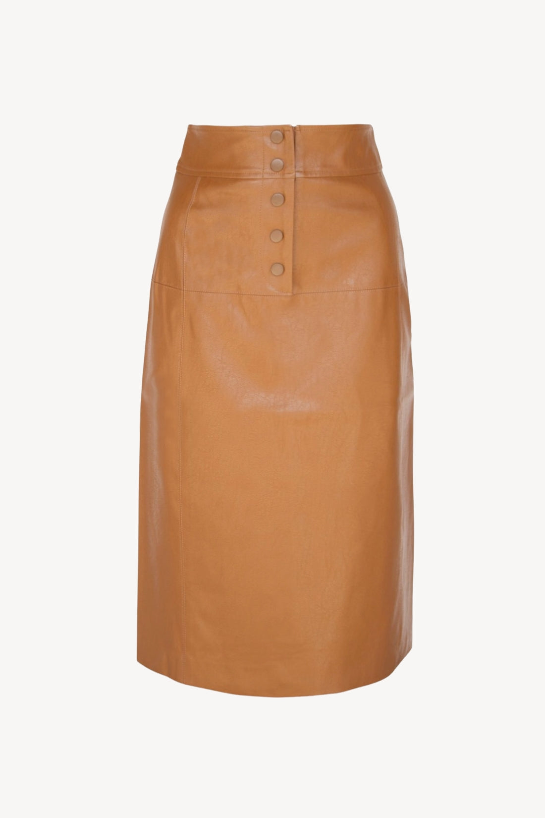 Glossy Brown Vegan Leather Pencil Skirt