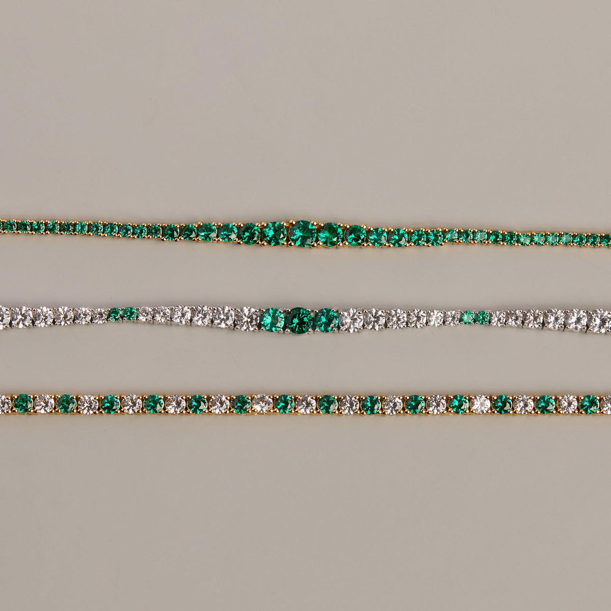 Lab Grown Green Emerald Modern Graduated Tennis Necklace