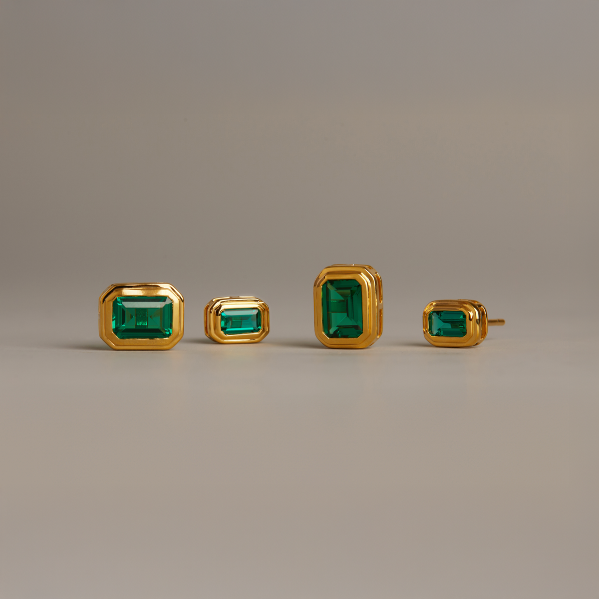 Lab Grown Emerald Heirloom Stud Earrings