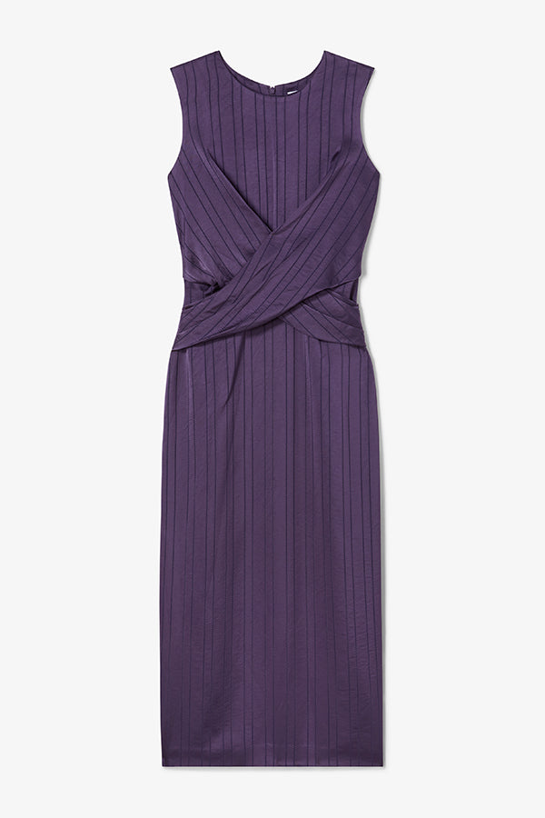 Purple dress with a criss-cross front design on a white background | Exclude | Still