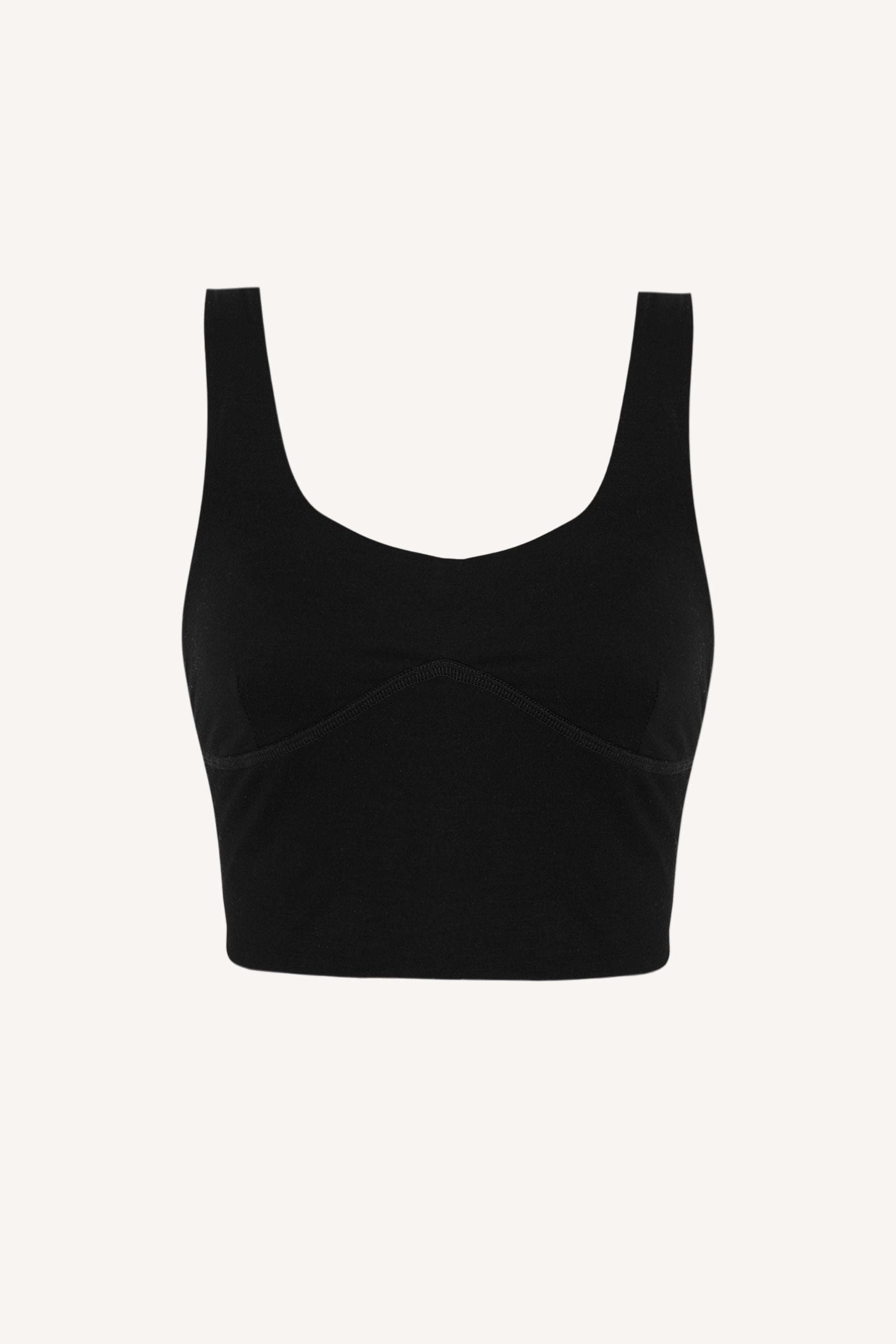 Black crop top on a white background