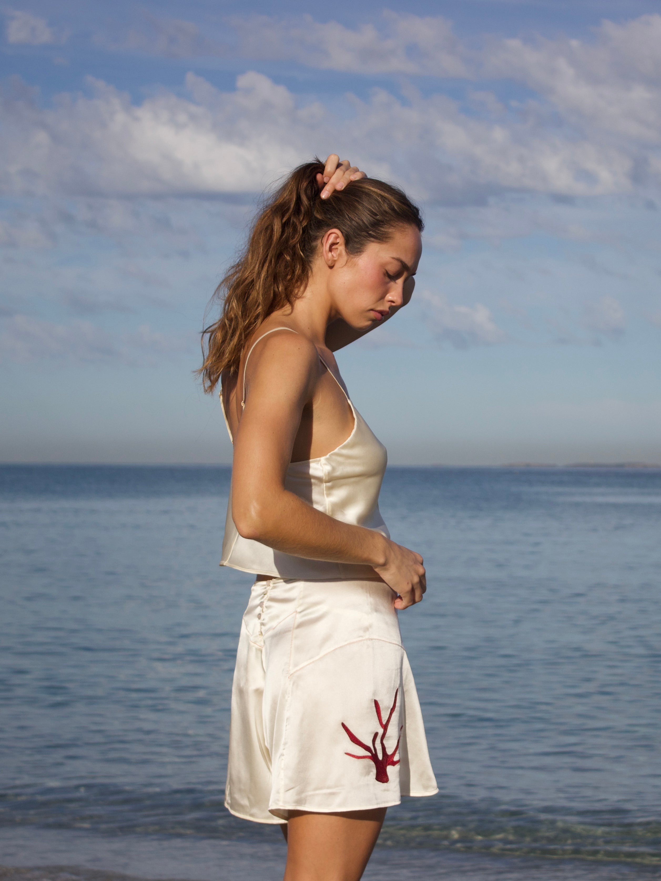 Amalia Silk Top and Mediterranean Coral | Canistrelli