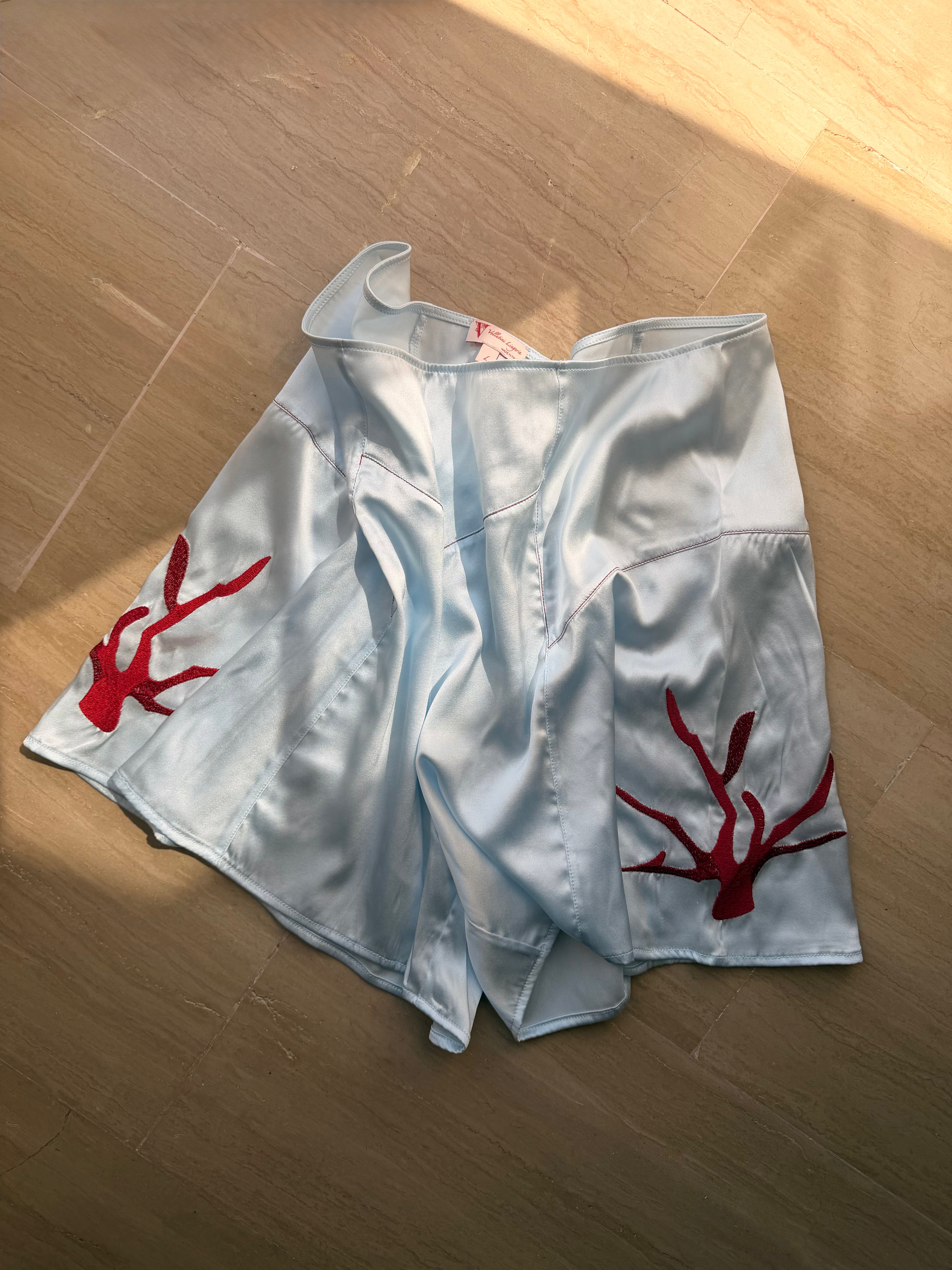 Amalia Silk and Coral Embroidery Shorts | Mother of Pearl