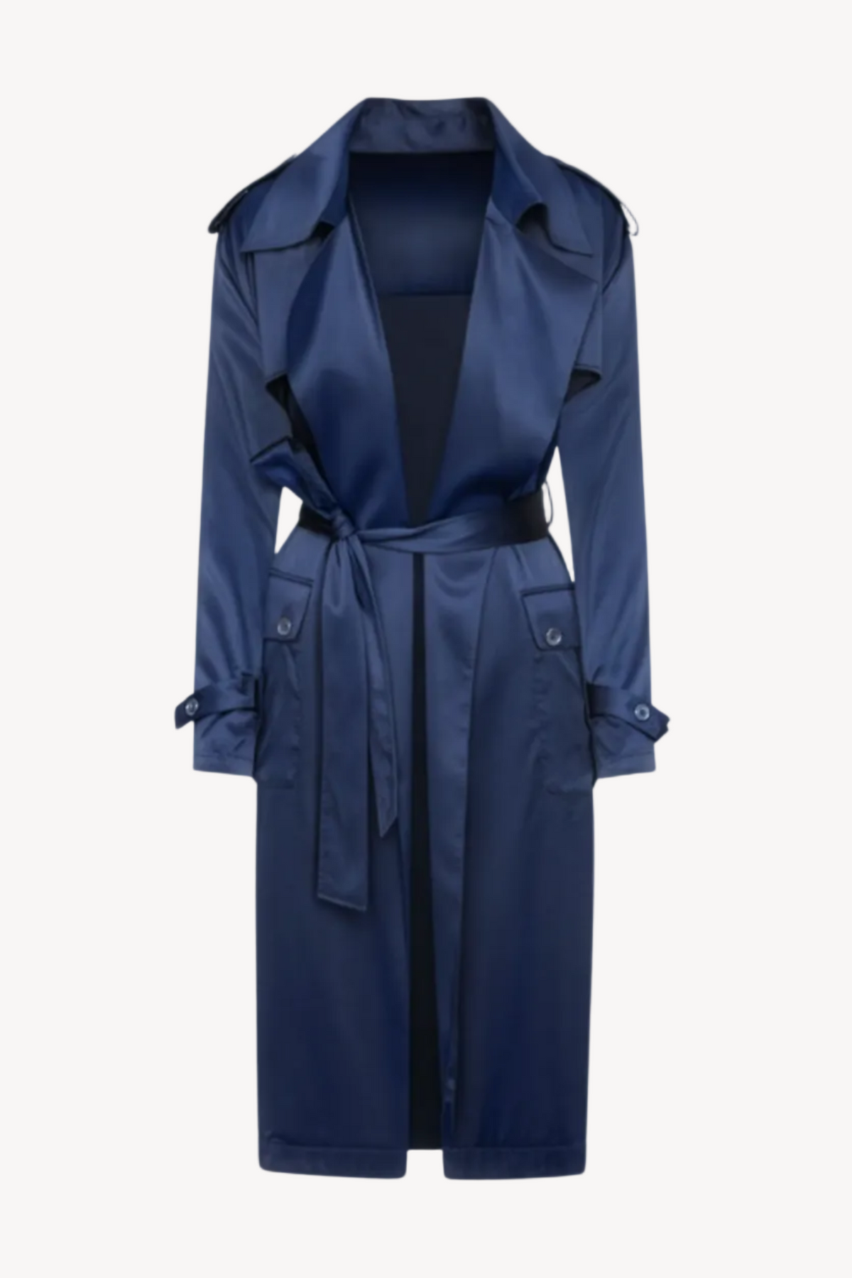 Blue trench coat on a white background