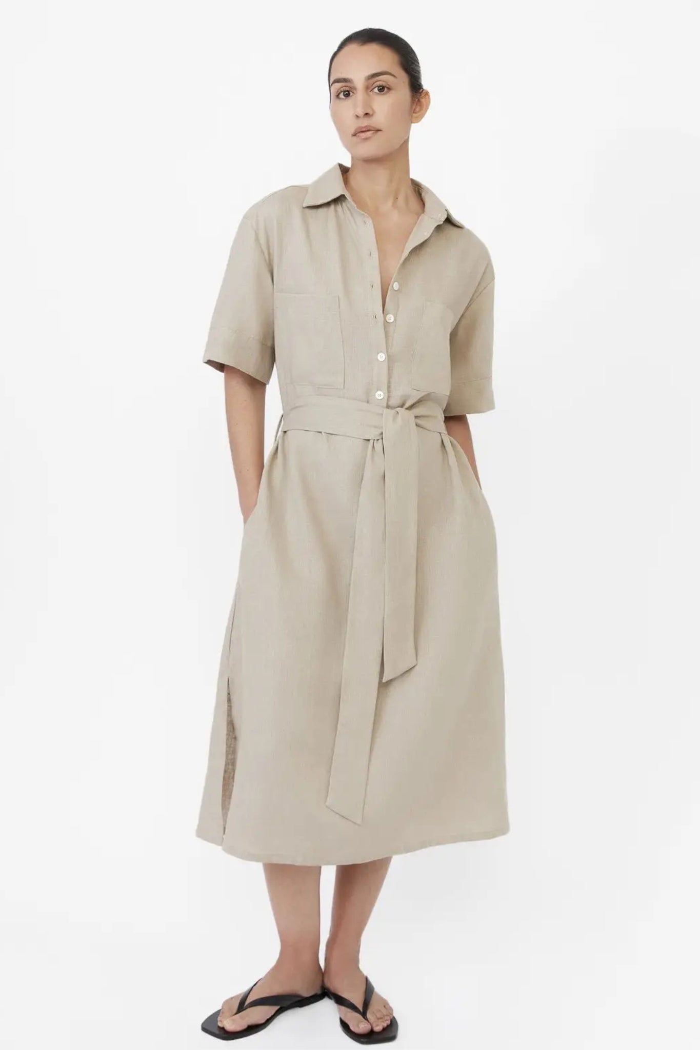Linen Midi Shirtdress