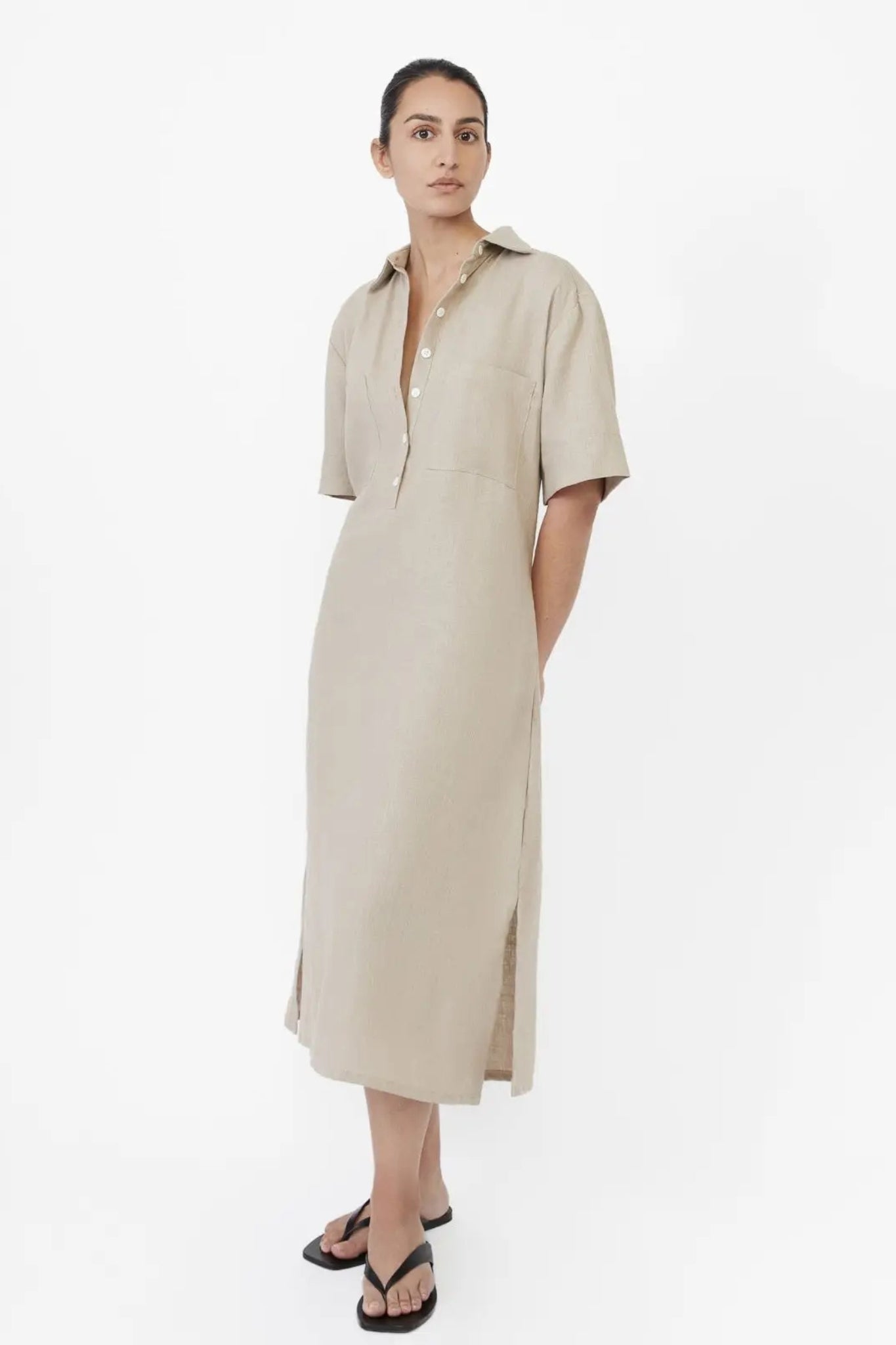 Linen Midi Shirtdress
