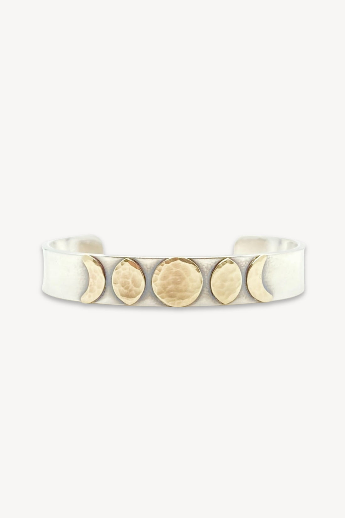 Moon Phase Cuff Bracelet in Sterling Silver and Brass