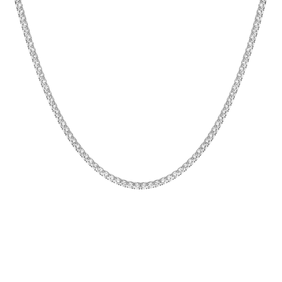 Silver chain necklace on a white background