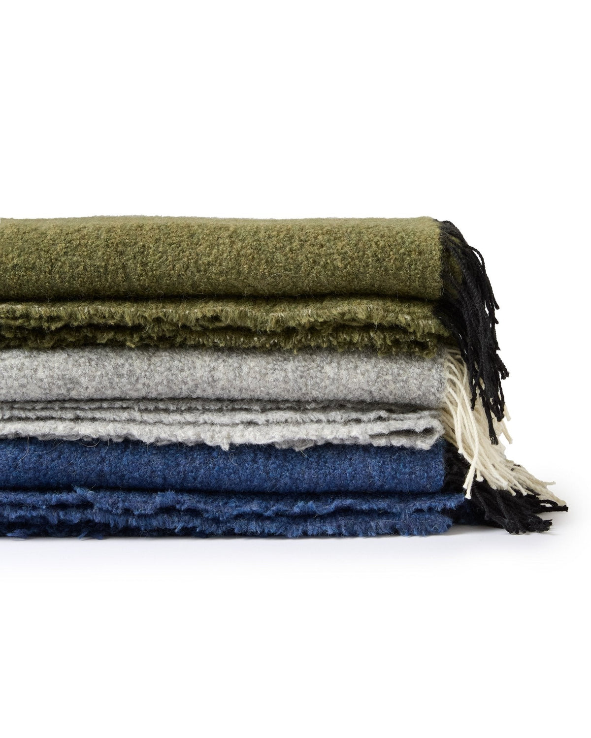 Fringe Bouclé Throw | Olive