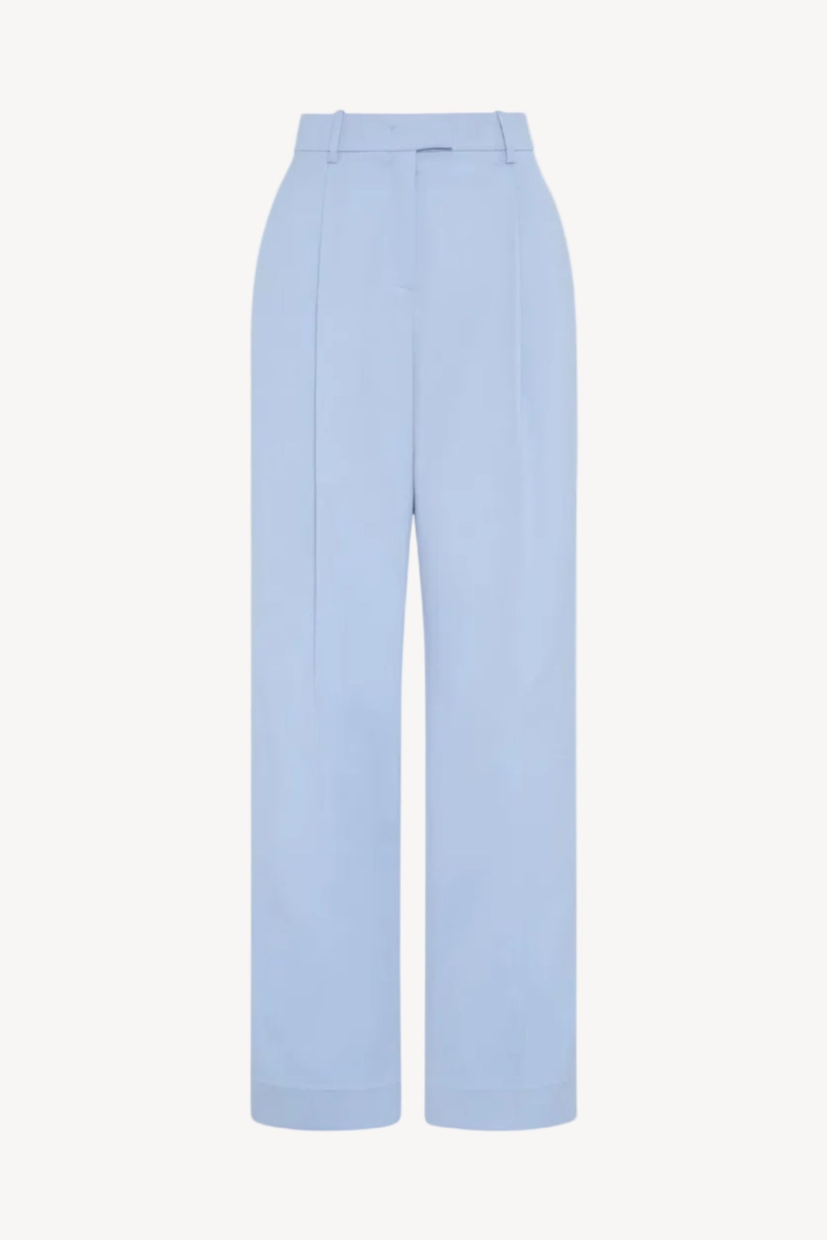 Light blue wide-leg cropped trousers with a high waist and front creases, shown on a plain white background.