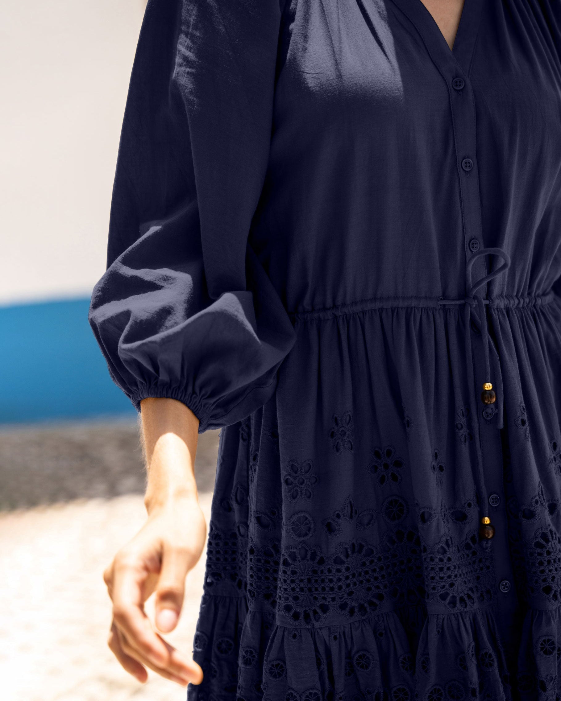 Sam Dress In Navy Calypso Eyelet