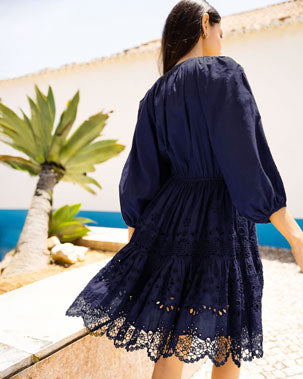 Sam Dress In Navy Calypso Eyelet