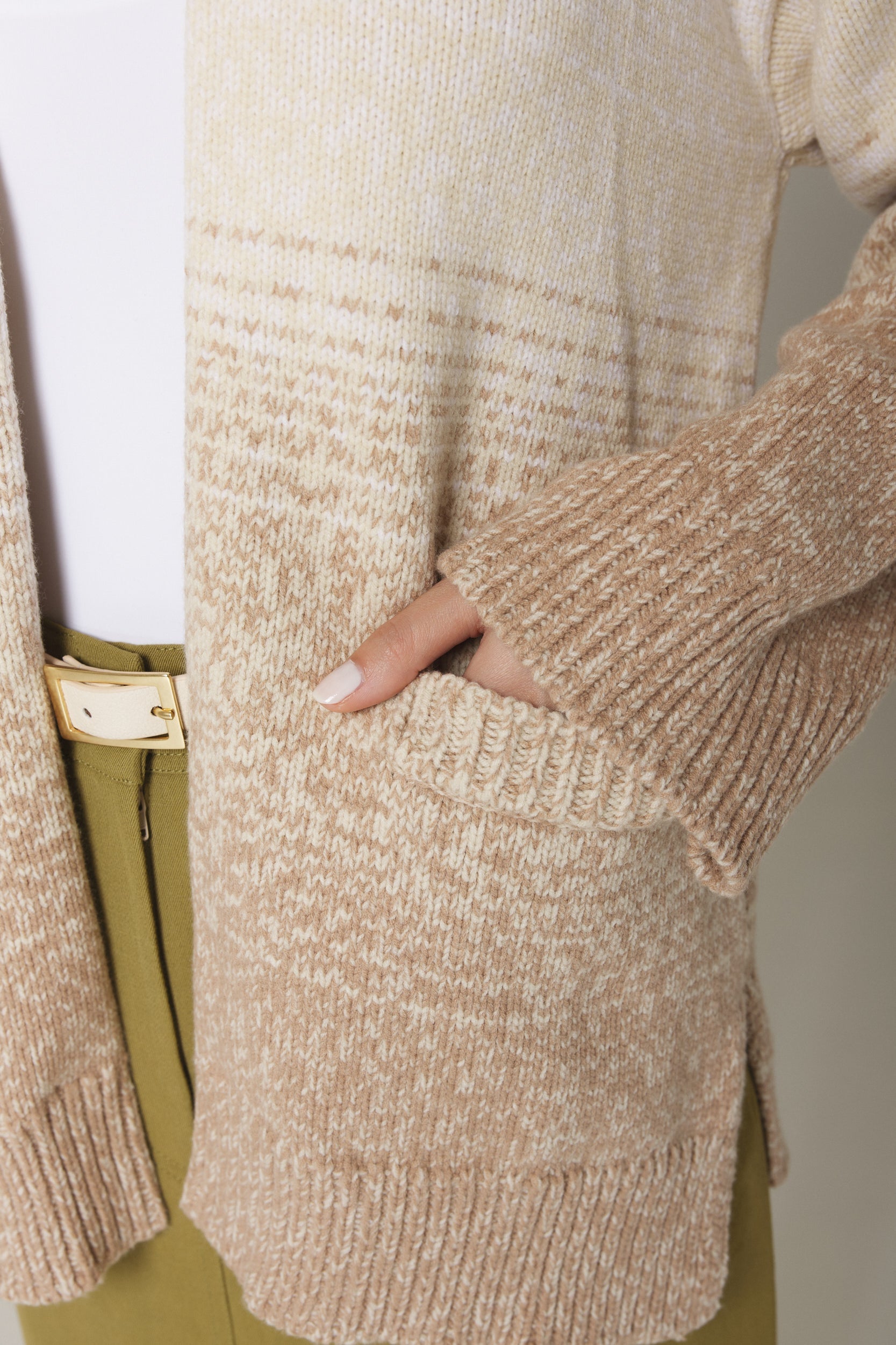 WADIM OMBRÉ OPEN CARDIGAN IN SAND COMBO