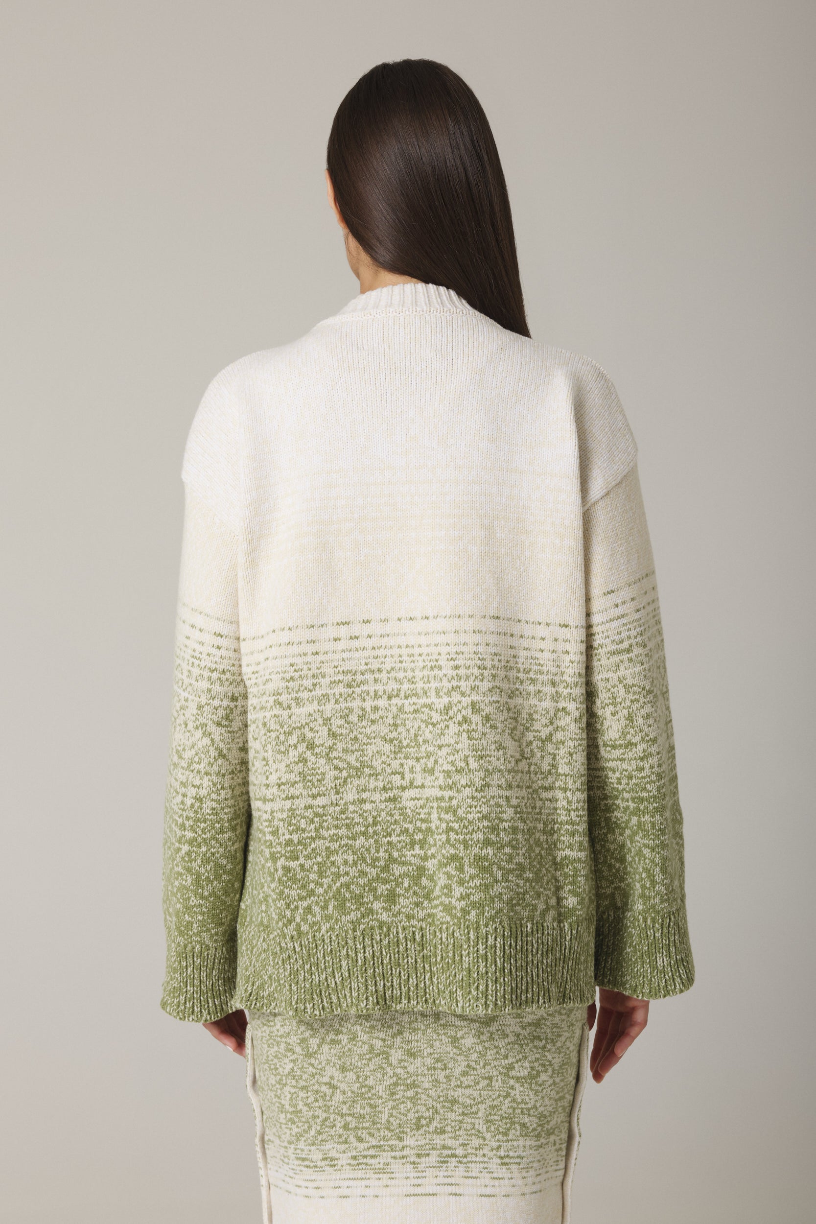 WADIM OMBRÉ OPEN CARDIGAN IN OLIVE COMBO