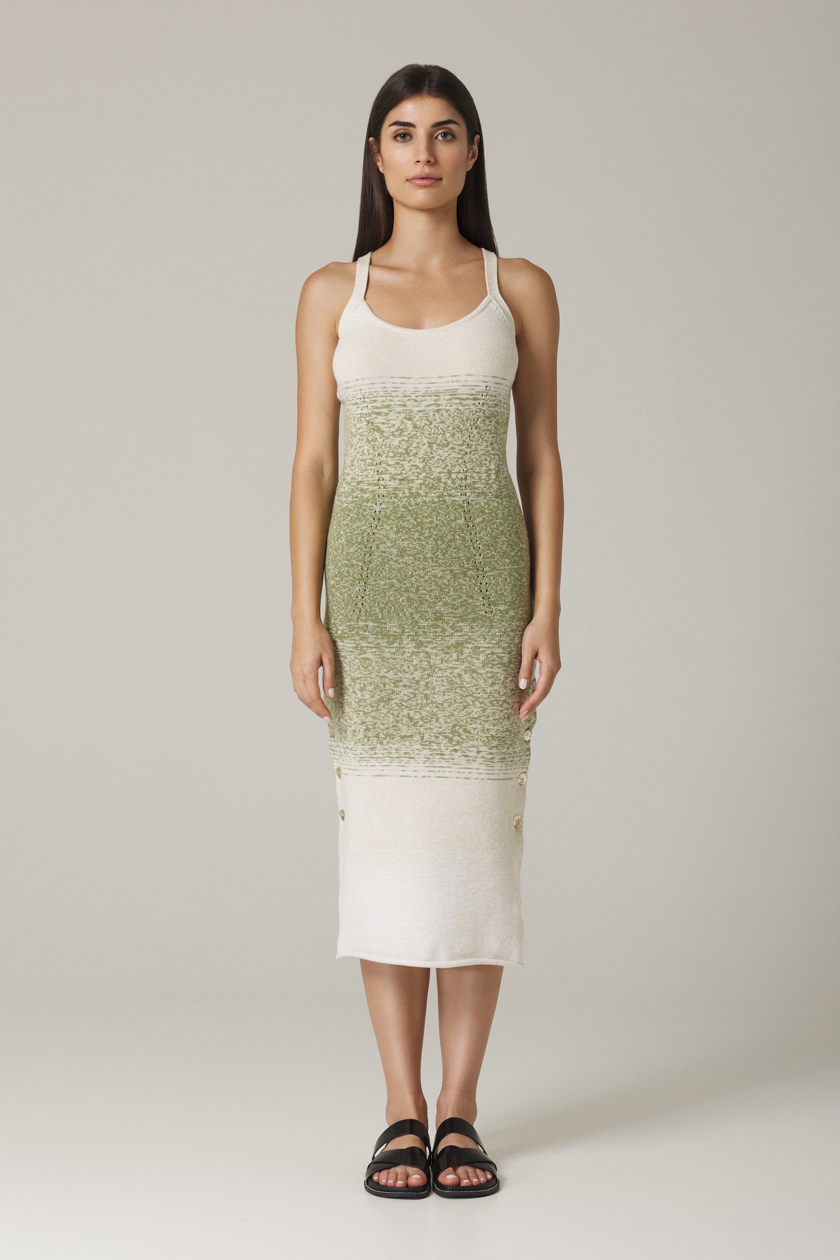 YEDDA OMBRÉ SWEATER DRESS IN OLIVE COMBO