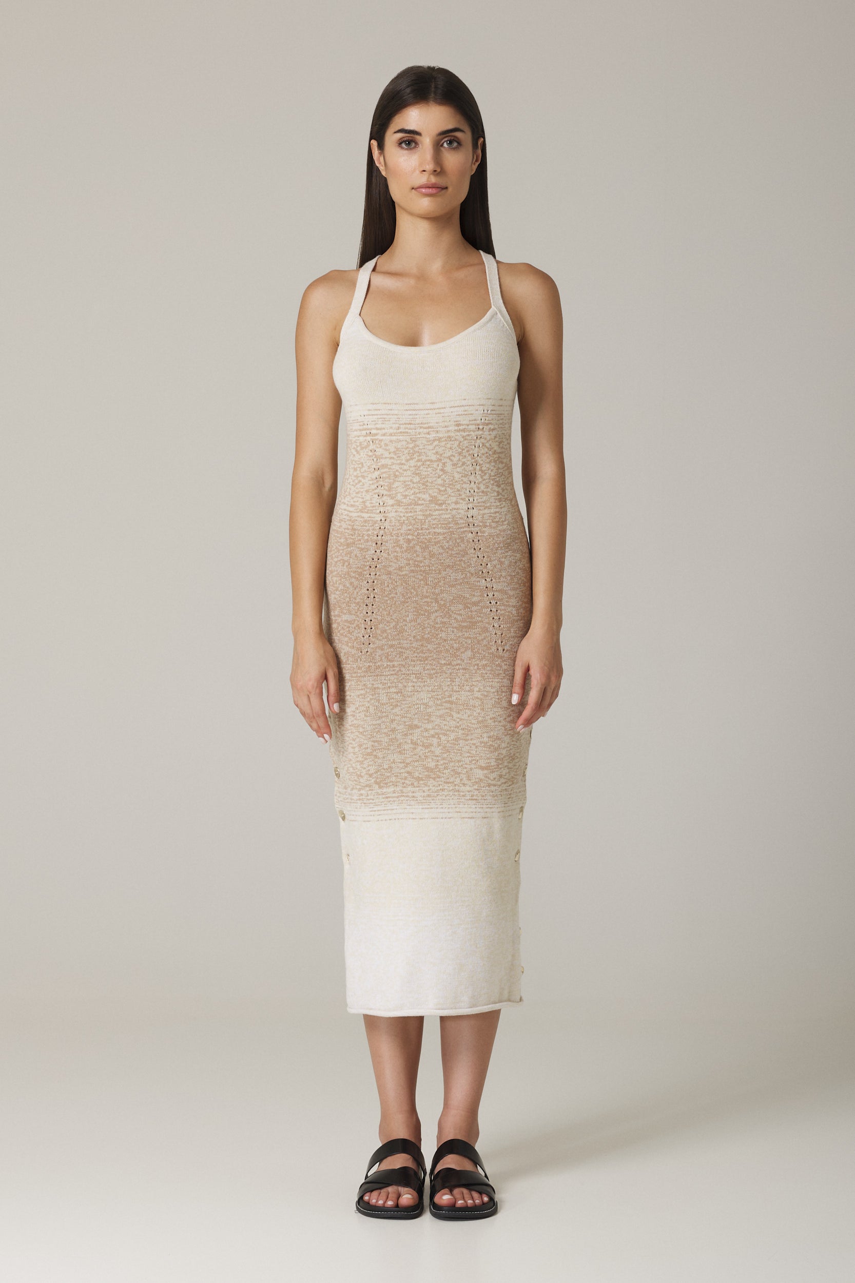 YEDDA OMBRÉ SWEATER DRESS IN SAND COMBO