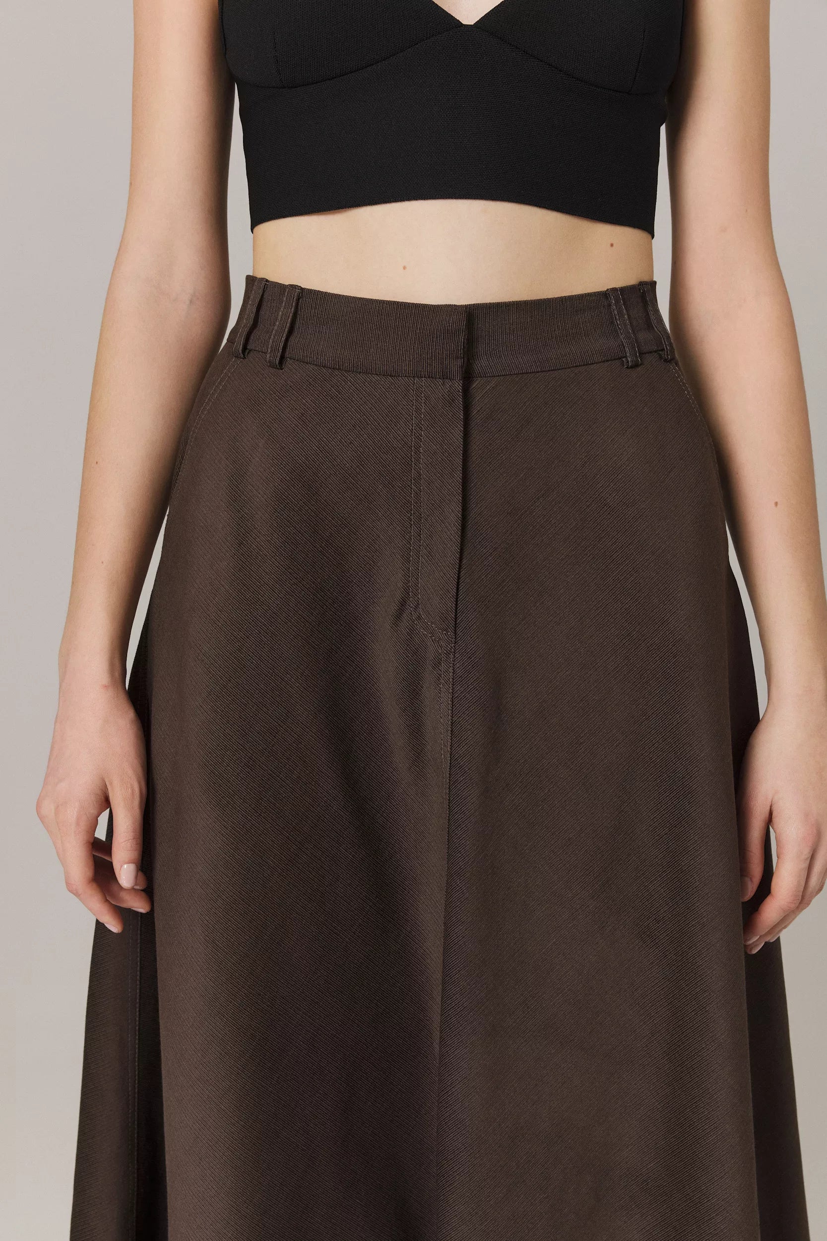 LUCIA FINE CORDUROY CIRCLE SKIRT IN UMBER