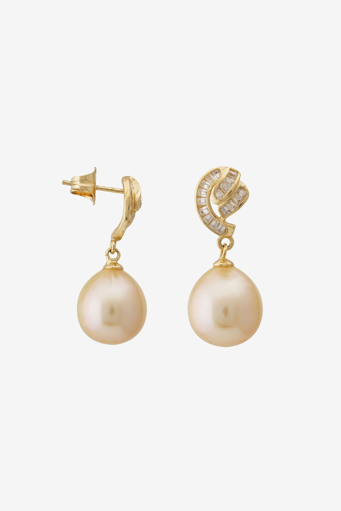 South Sea Golden Pearls Tear Drop Tokyo Earrings