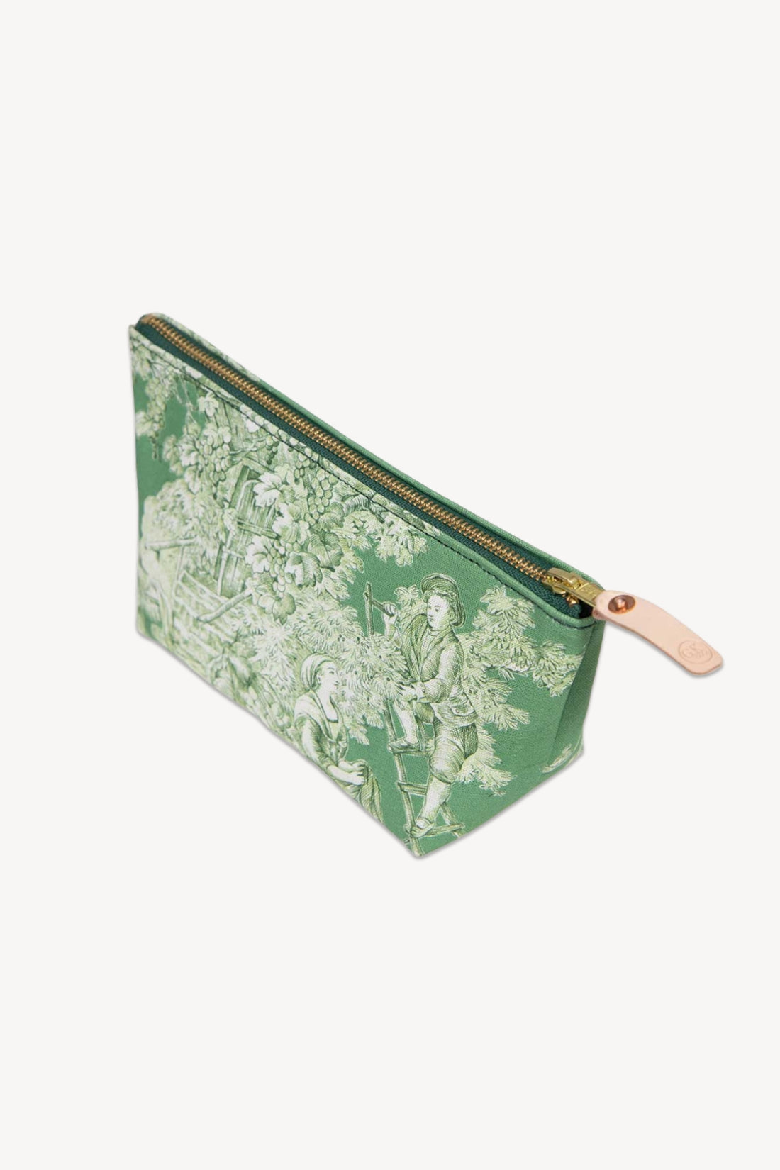 Vintage Emerald Toile Travel Clutch