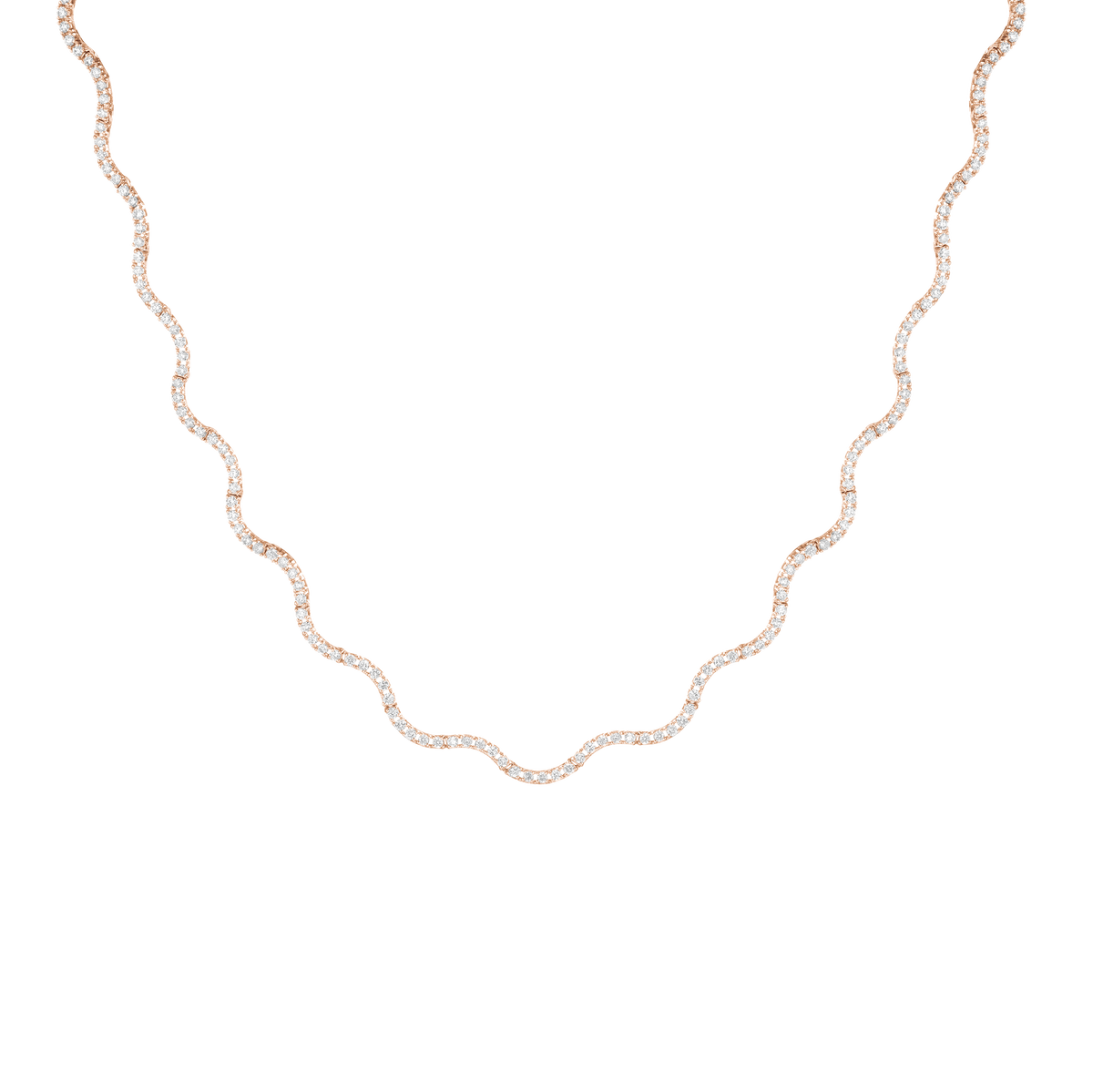 Rose gold chain necklace on a white background