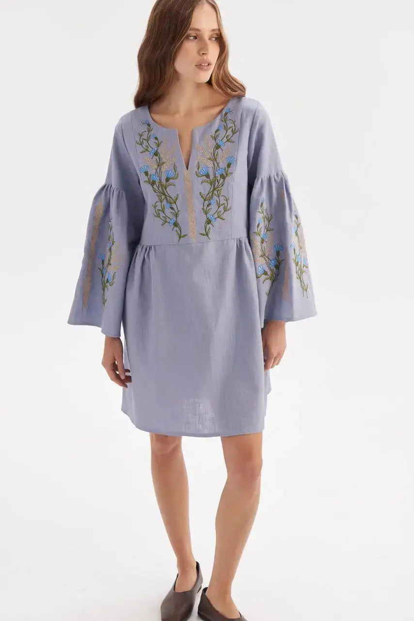 Spica Nettle Linen Embroidered Dress