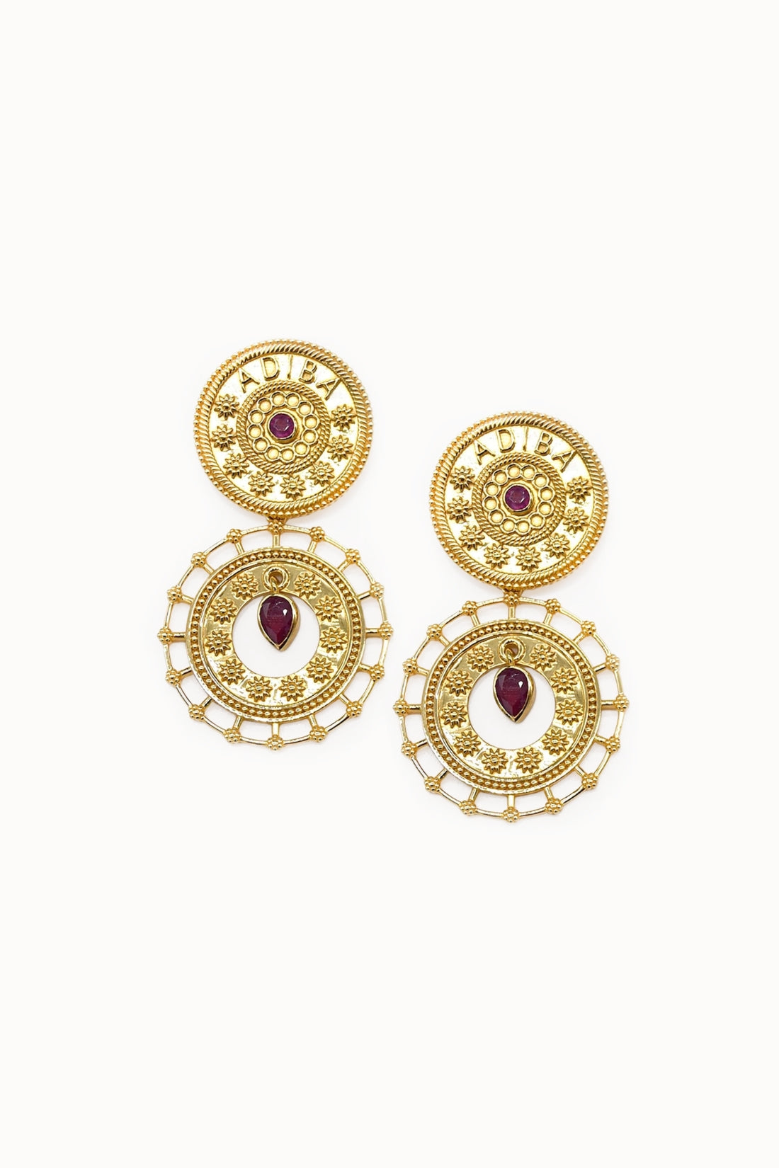 Gold Ruby ADIBA Earrings
