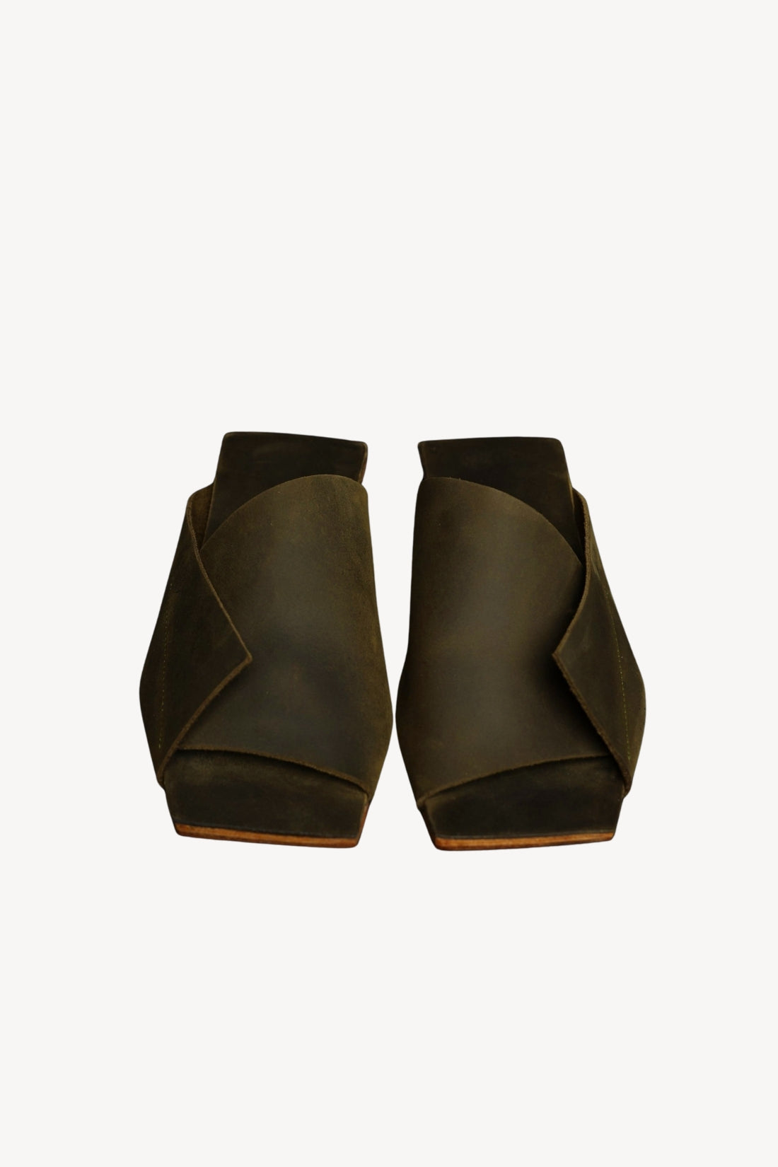 Amos Handcrafted Olive Leather Slides