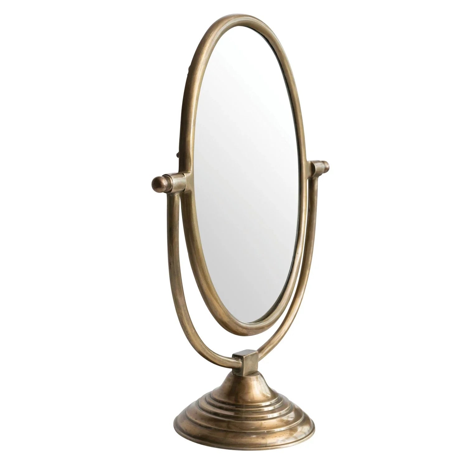 Austine Framed Mirror on Stand | Antique Brass Finish