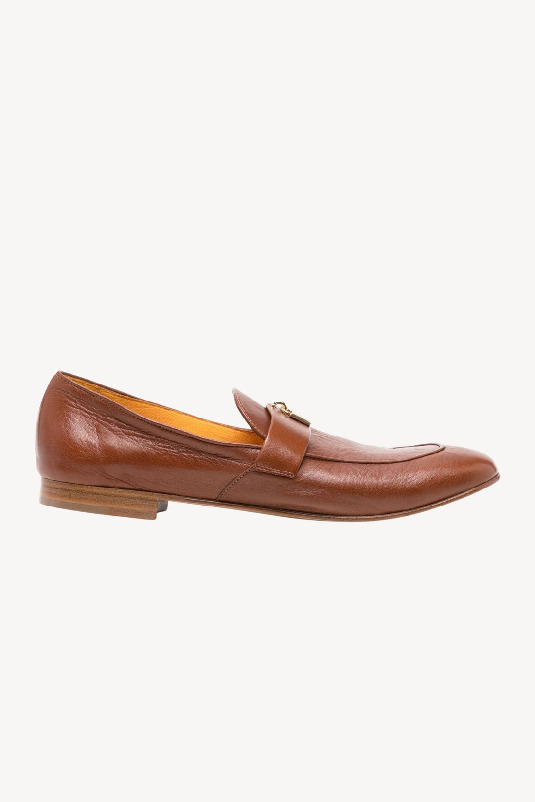 Tan Leather Lock Flat Loafer