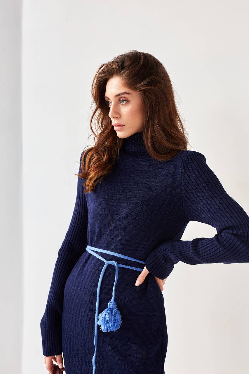 Knitted Warm Dress Ivanka Blue